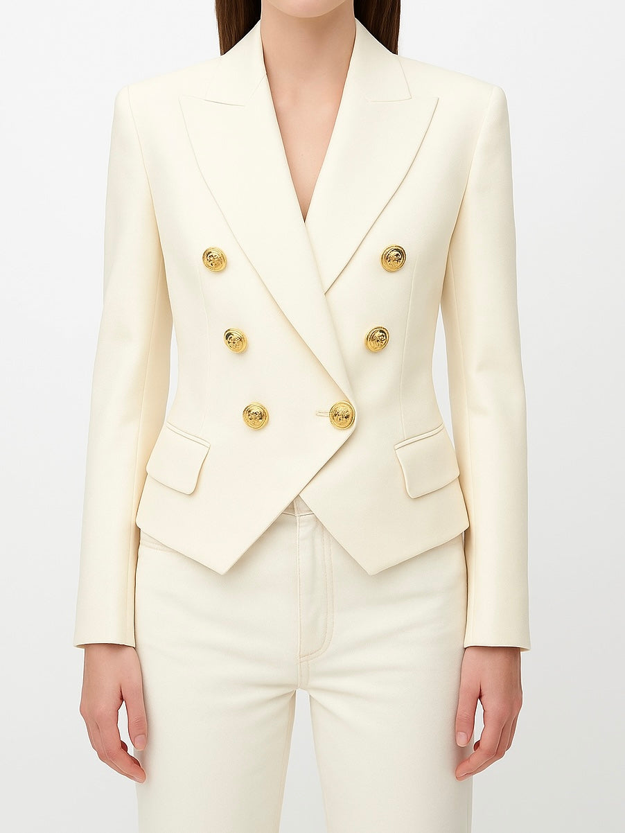 Gold Button Peak Lapel Blazer