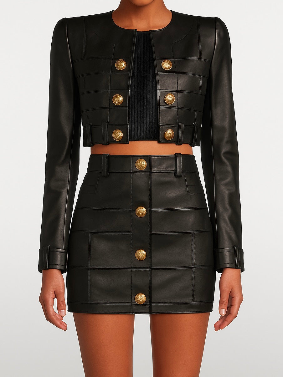 Leather Patchwork Skirt