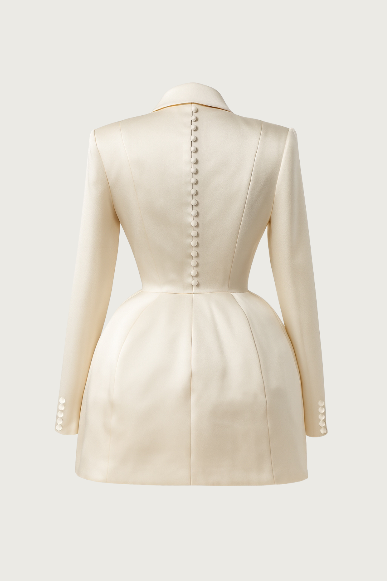 Structured Satin Mini Dress - Ivory