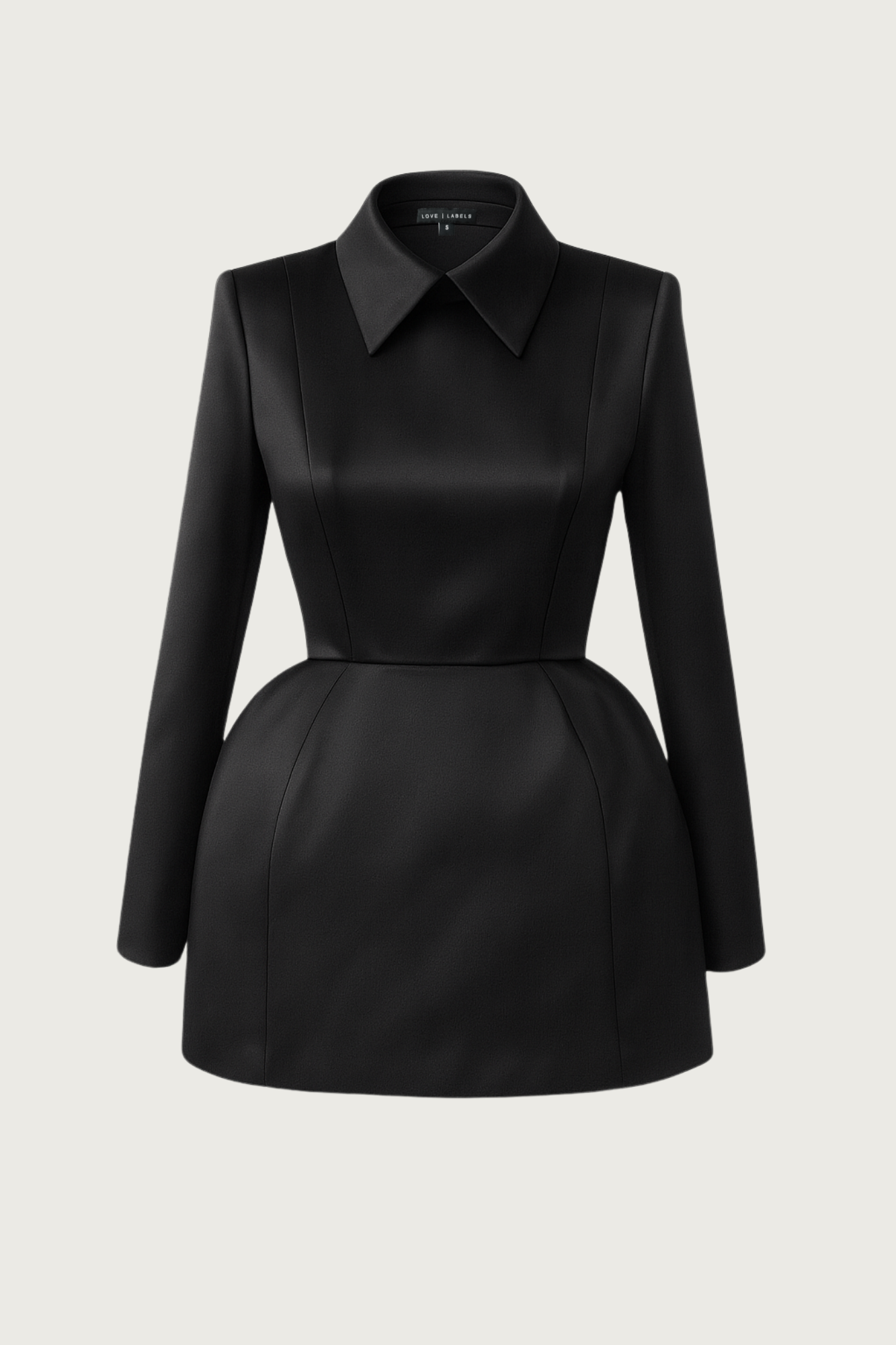 Structured Satin Mini Dress - Black