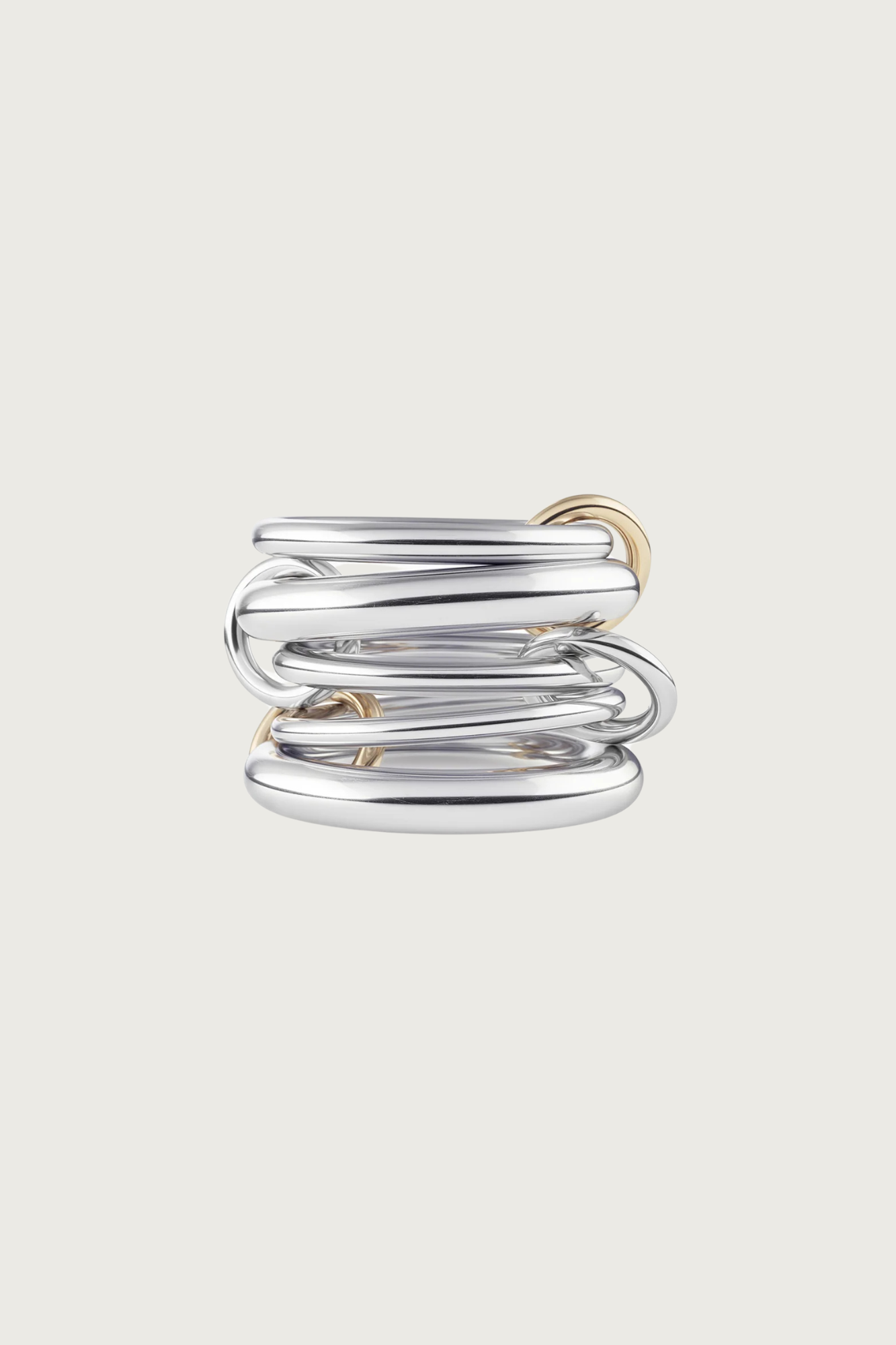 18k Gold Plated 5-tier Mixed Metals Interlocked Ring