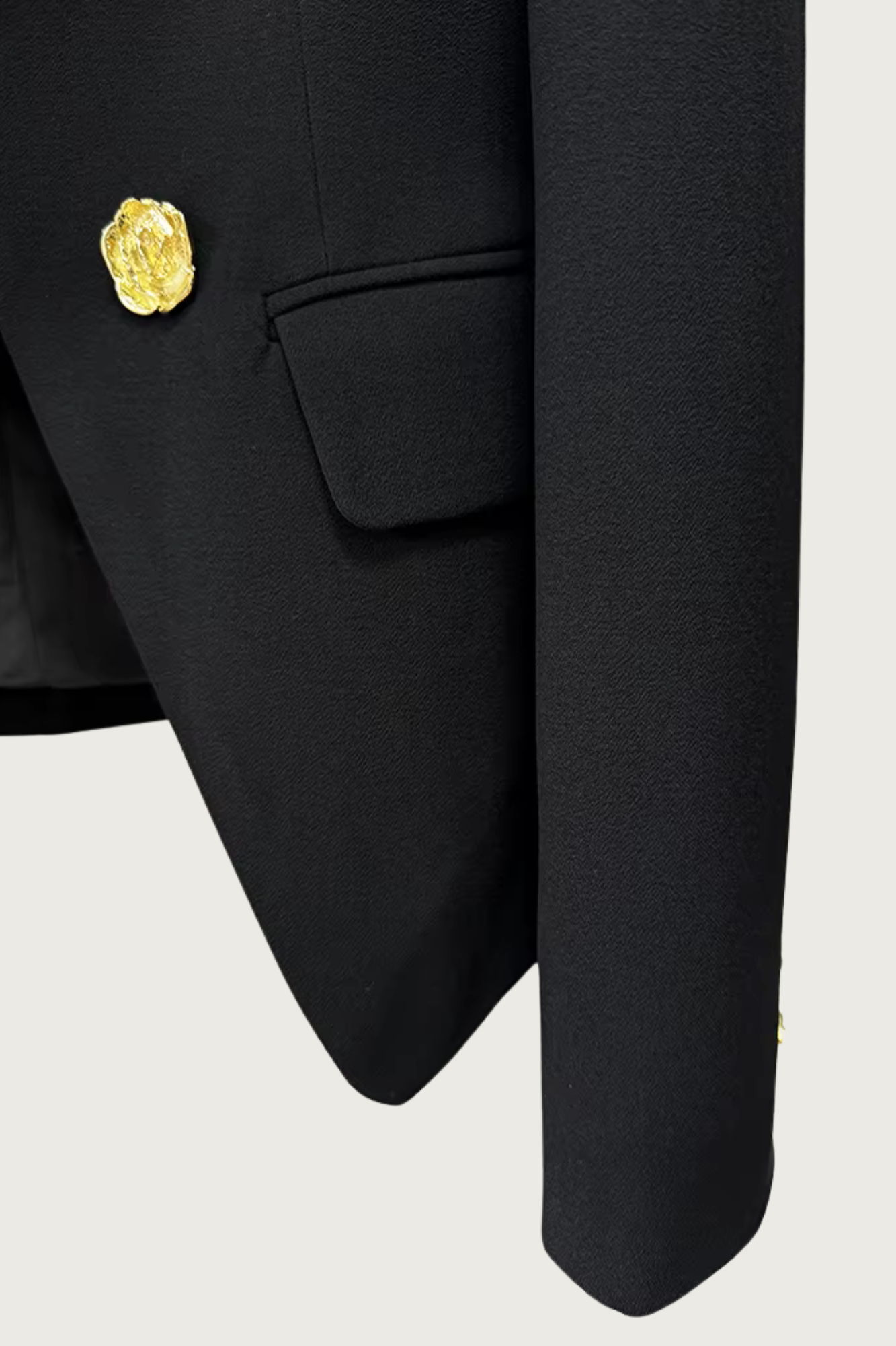 Gold Button White Lapel Blazer