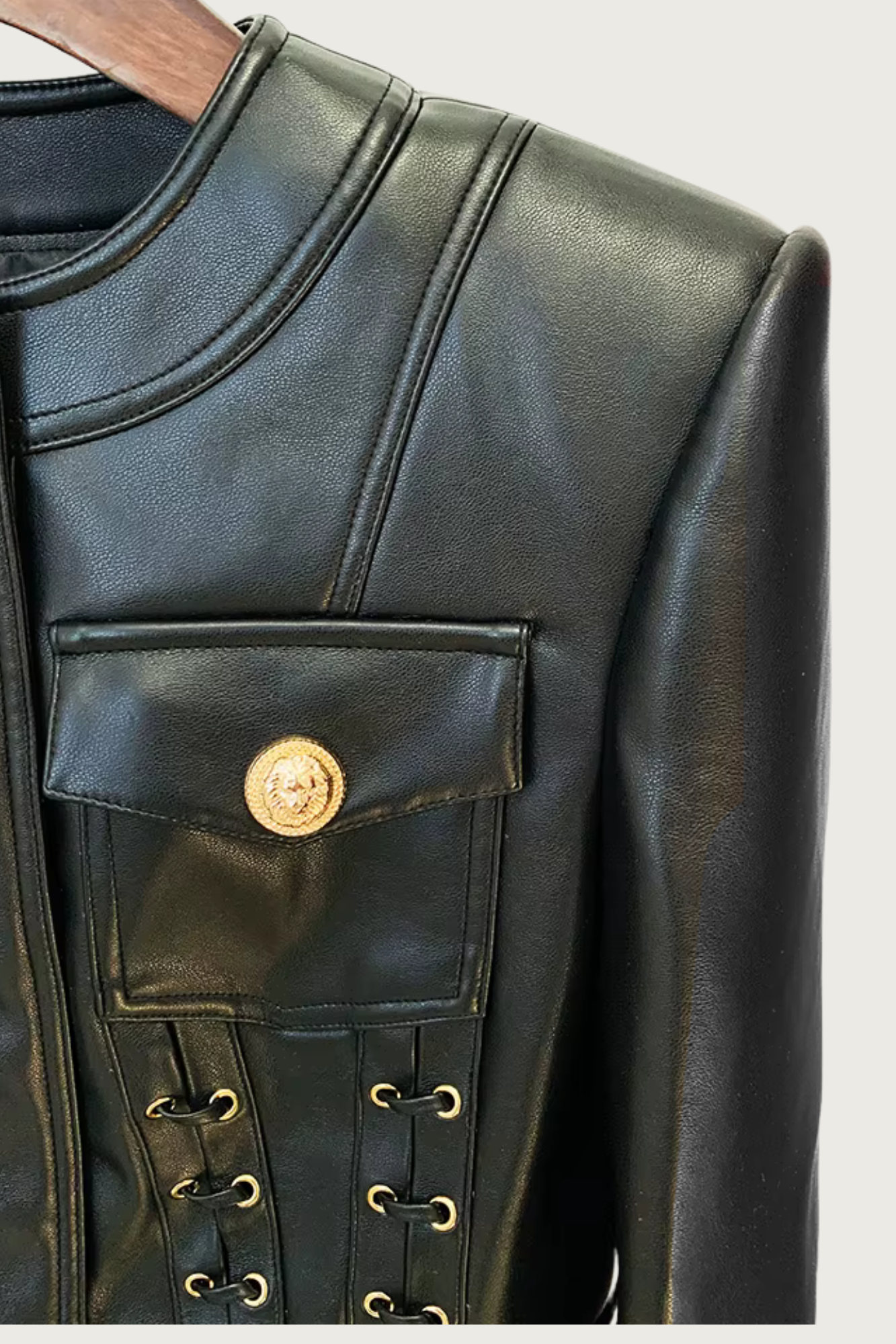 Leather Laced Cropped Jacket