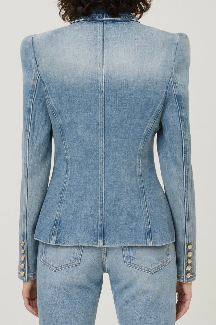 Denim Peak Lapel Blazer