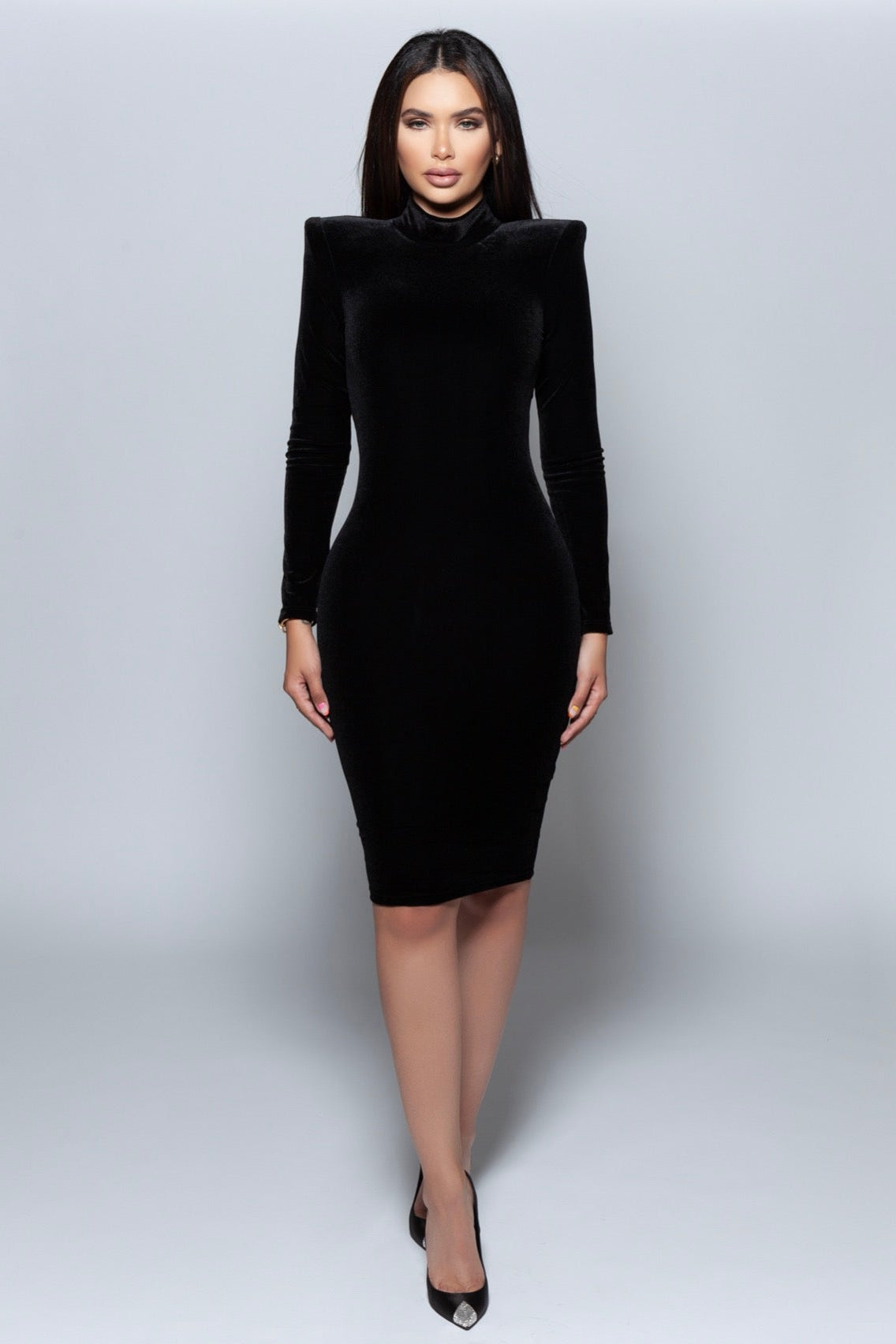 Velvet Tailored Midi Dress