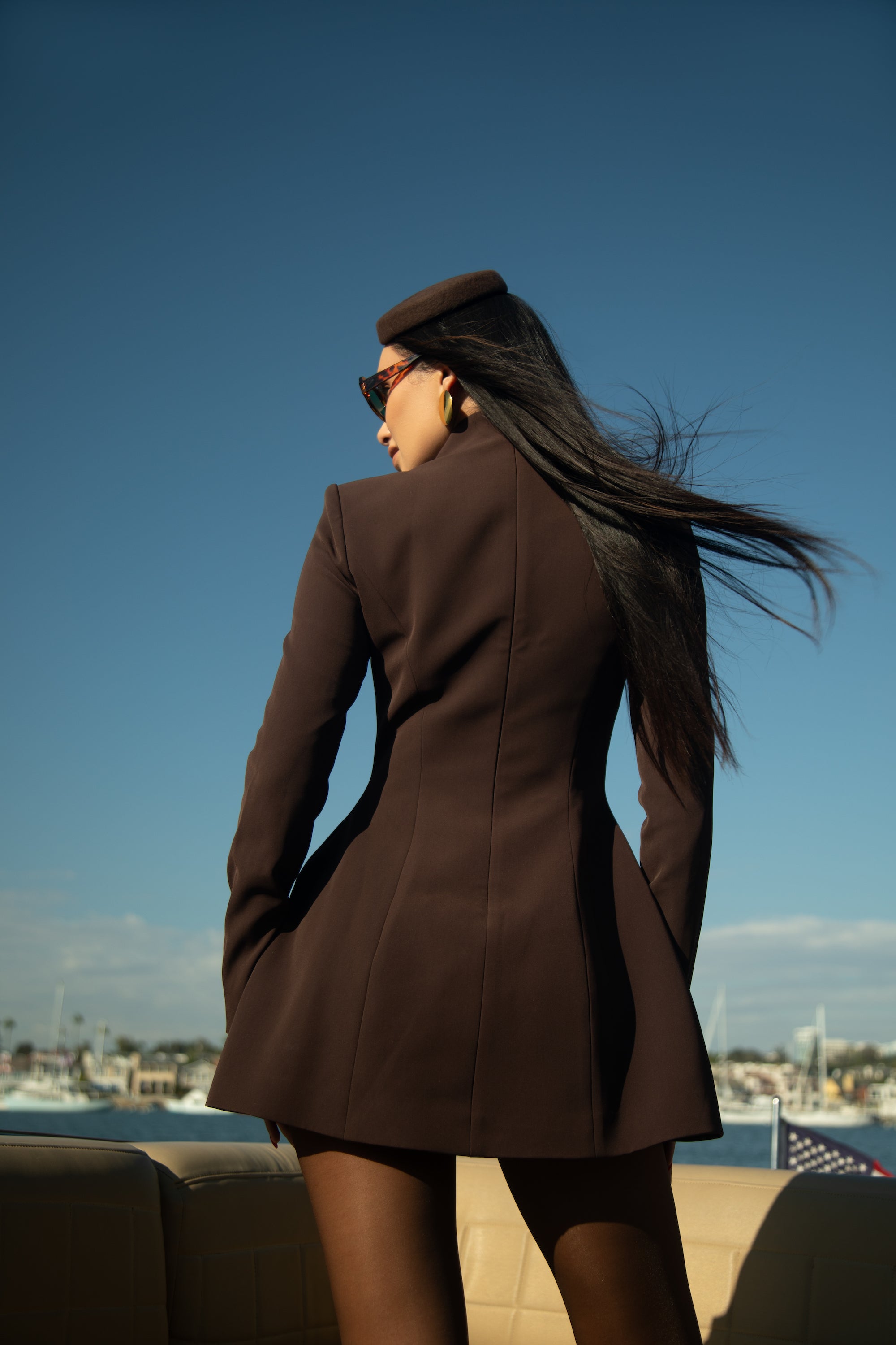 High Neck Contour Dress - Espresso Brown