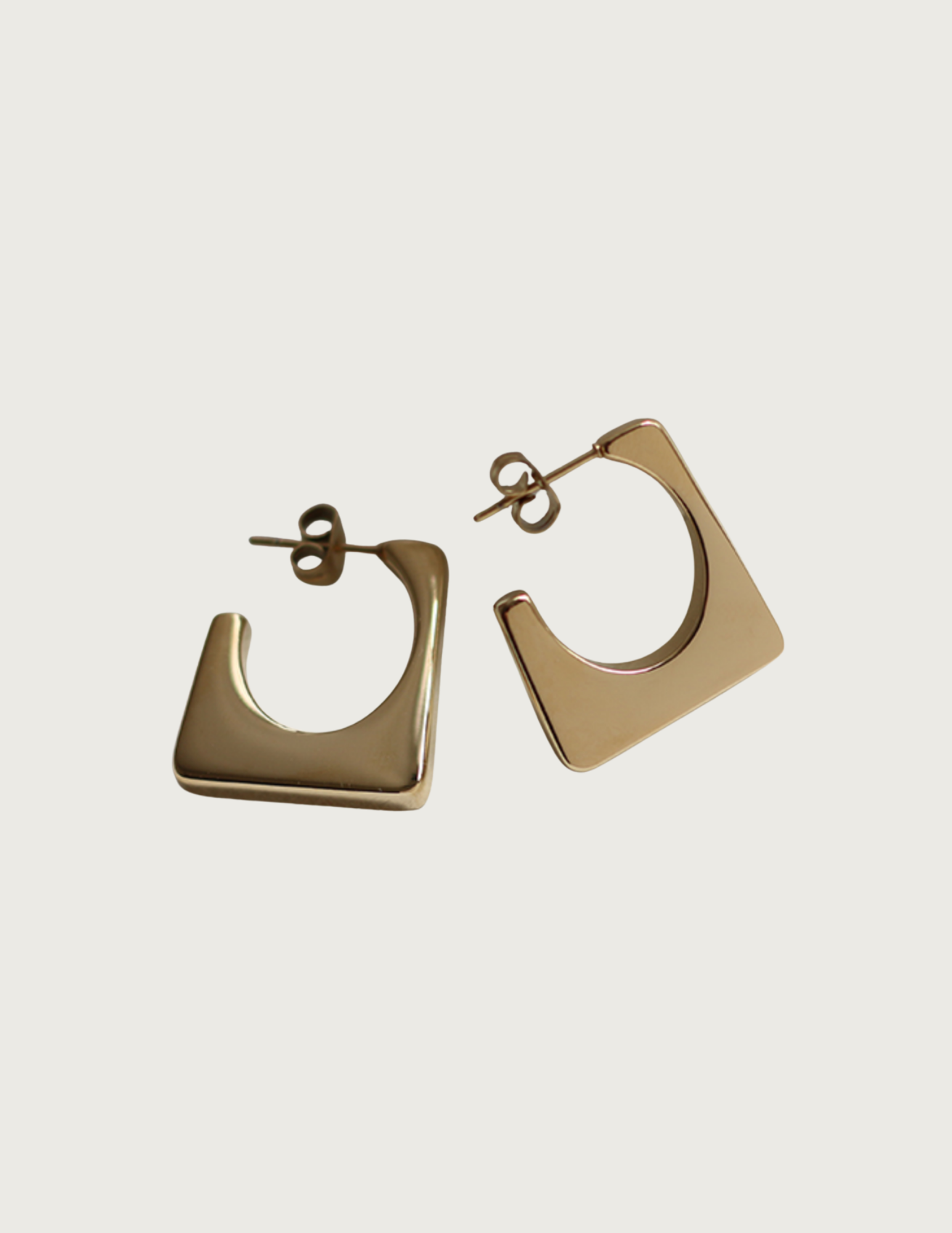 18k Gold Plated Hollow Square Hoop Earrings