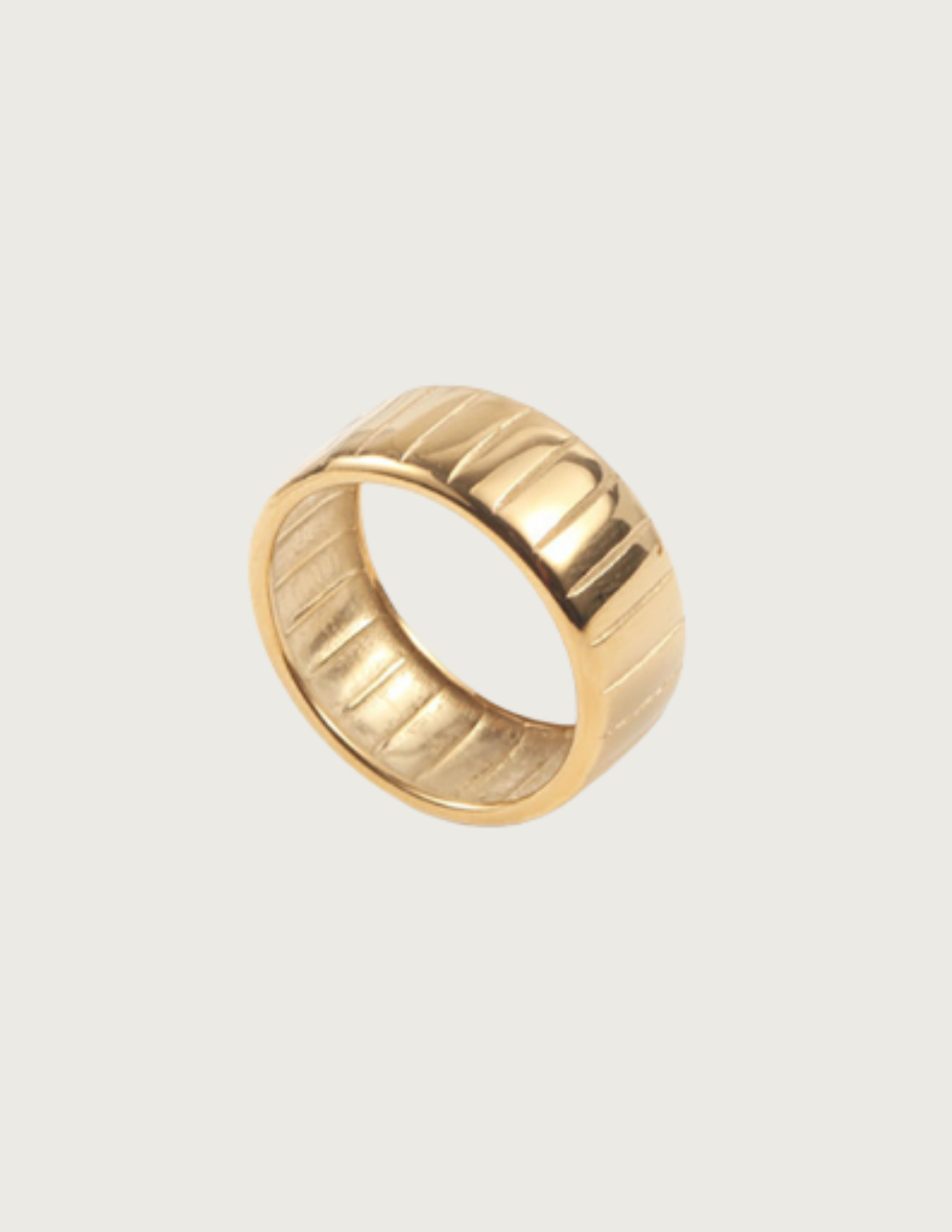 18k Gold Plated Lined Stacker Ring