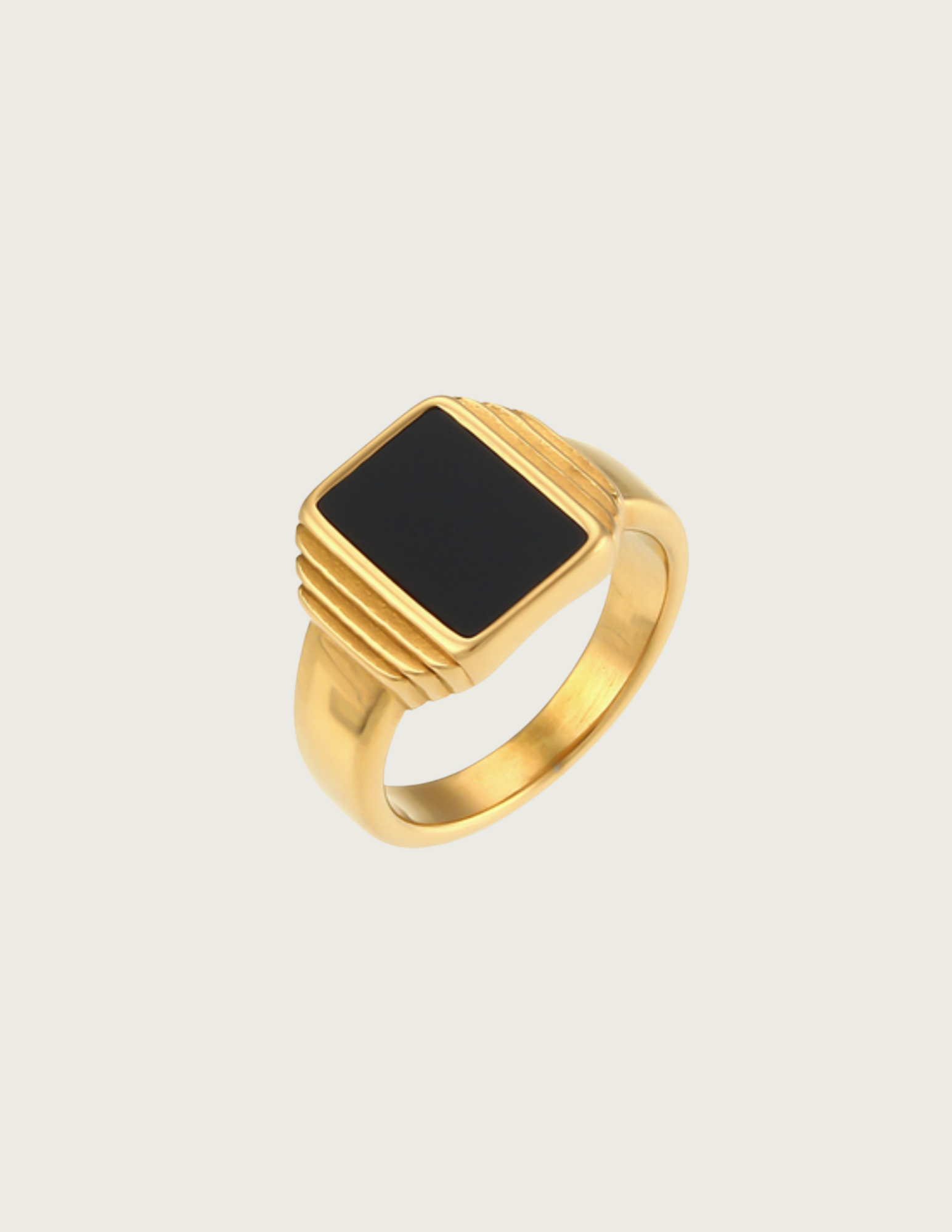 18k Gold Plated Black Chunky Ring