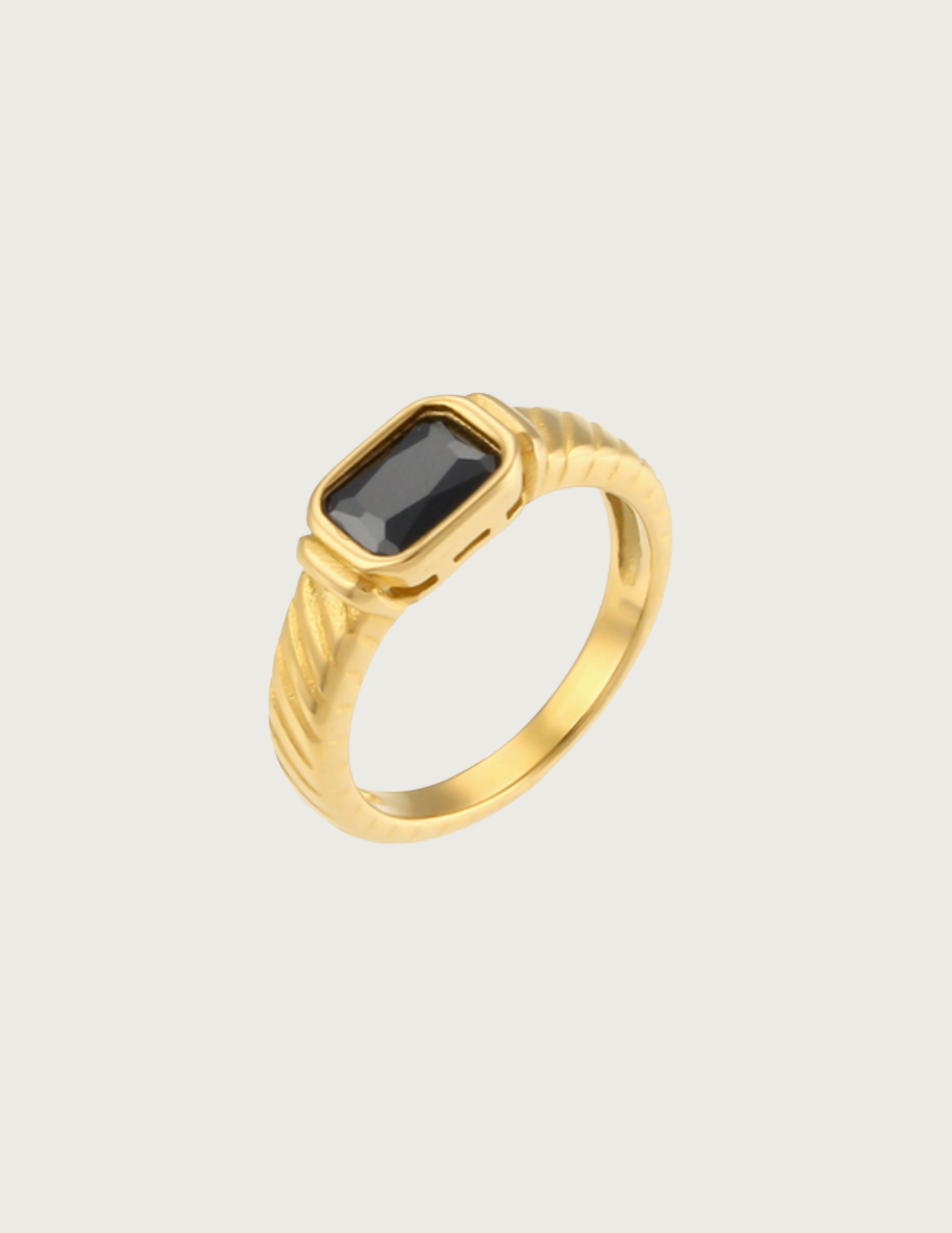 18k Gold Plated Black Petite Ring