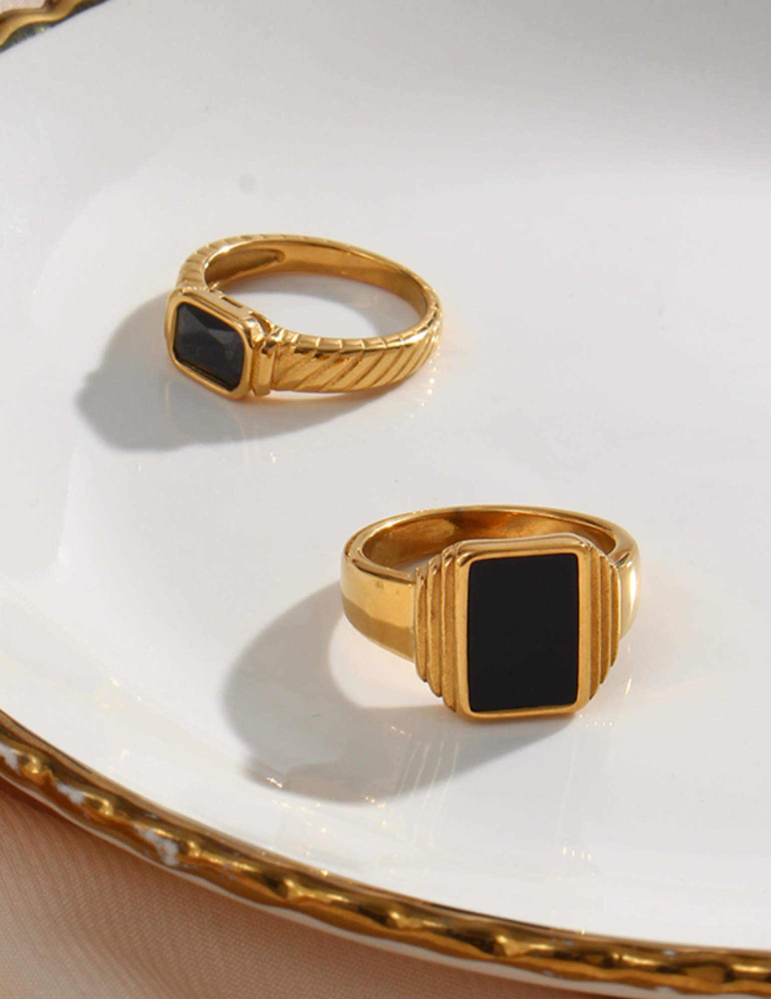 18k Gold Plated Black Petite Ring