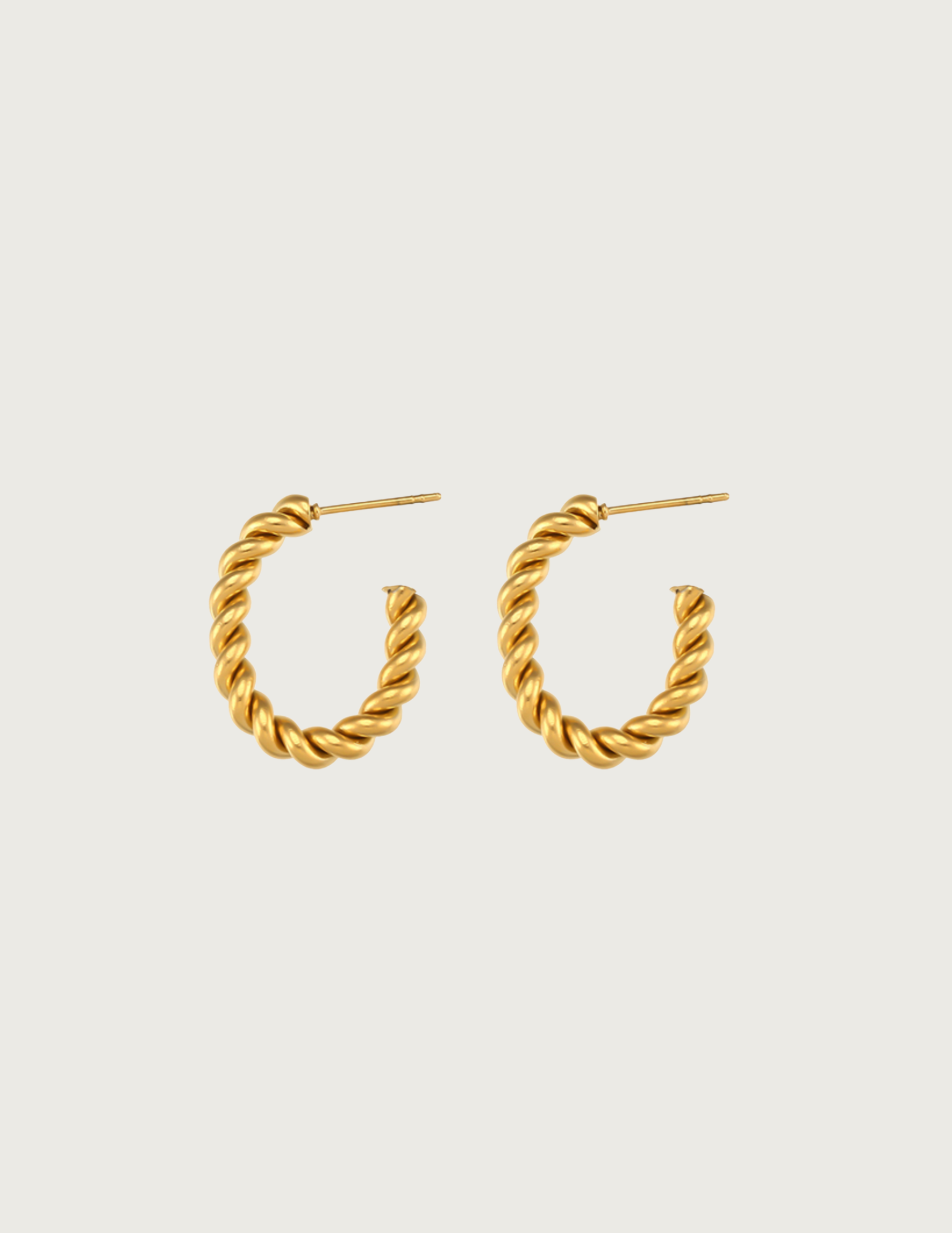18k Gold Plated French Twist Hoop Earrings