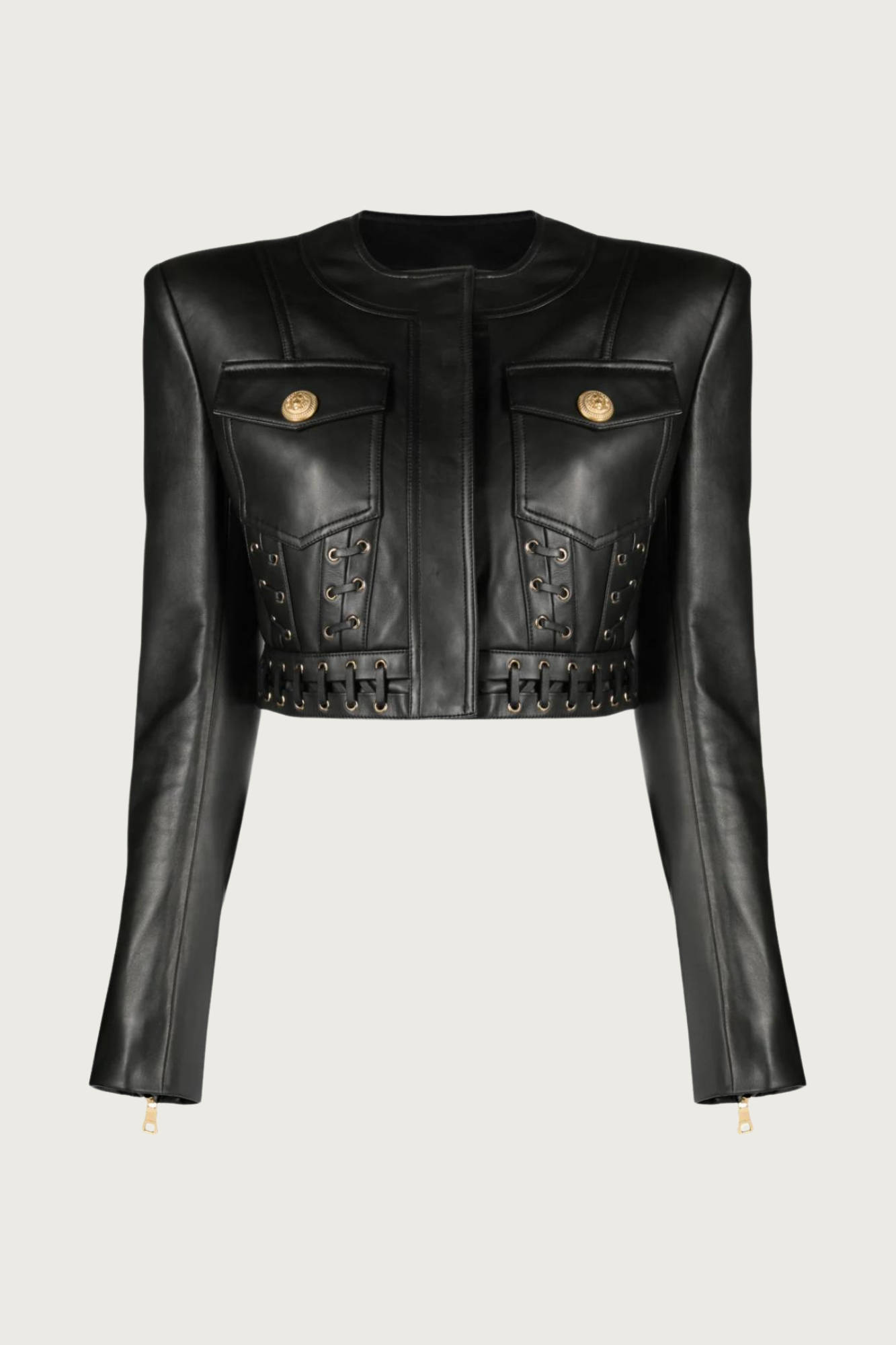 Leather Laced Cropped Jacket
