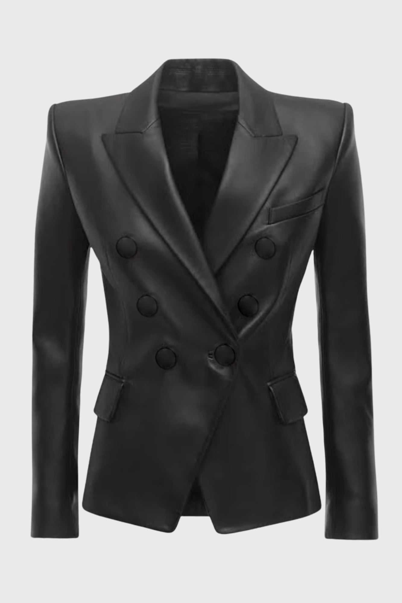 Blackout Leather Button Blazer