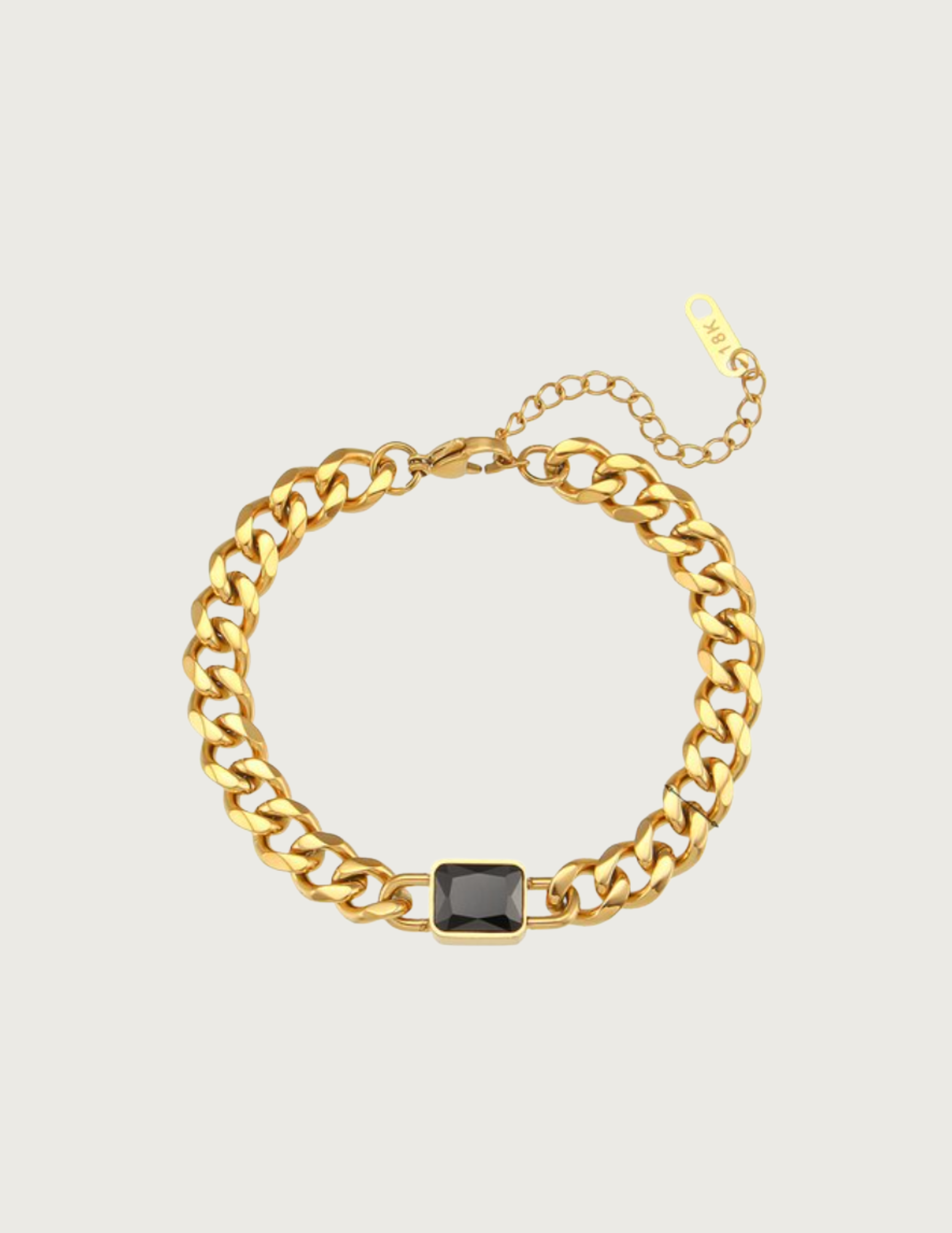 18k Gold Plated Square Stone Cuban Bracelet