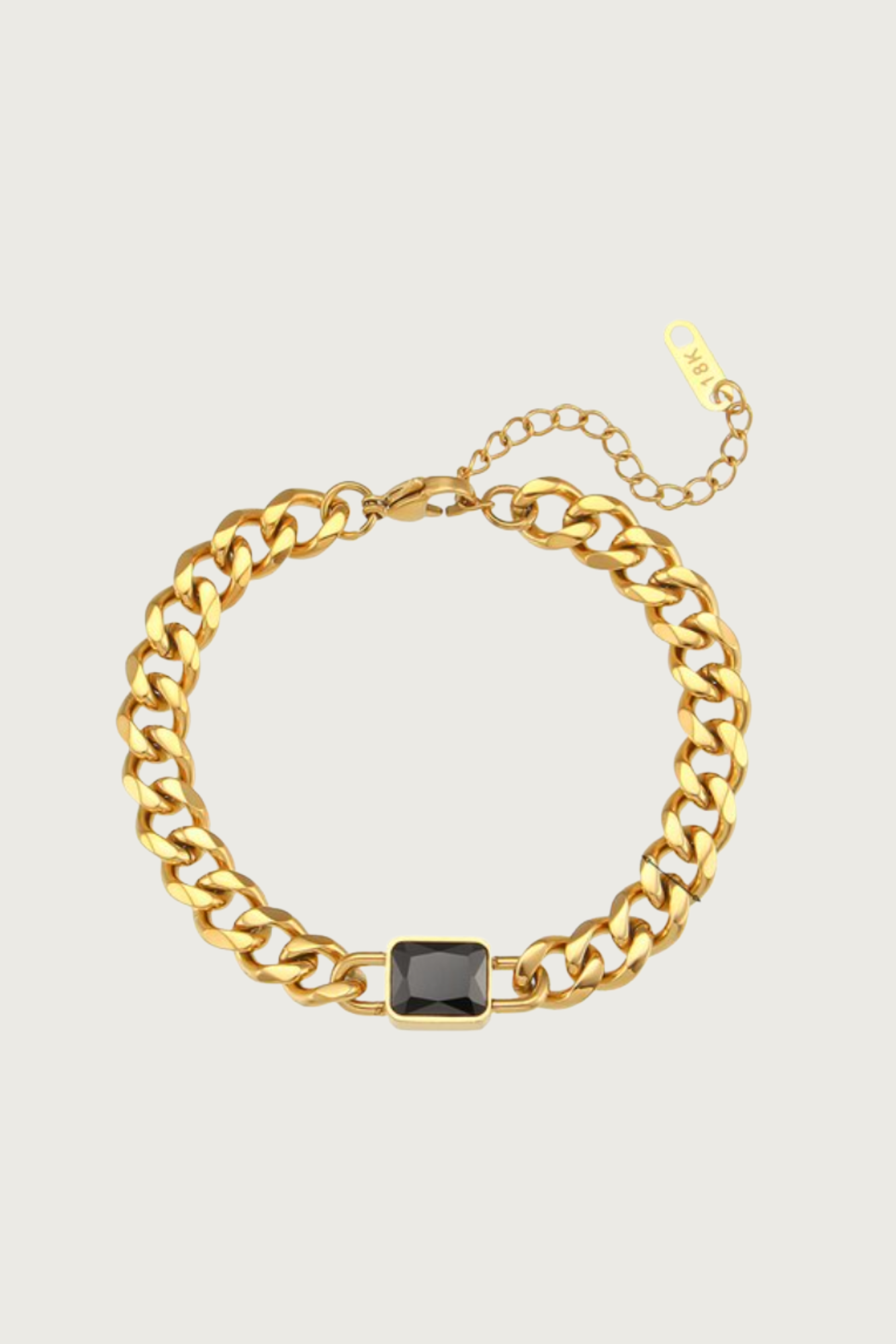 18k Gold Plated Square Stone Cuban Bracelet