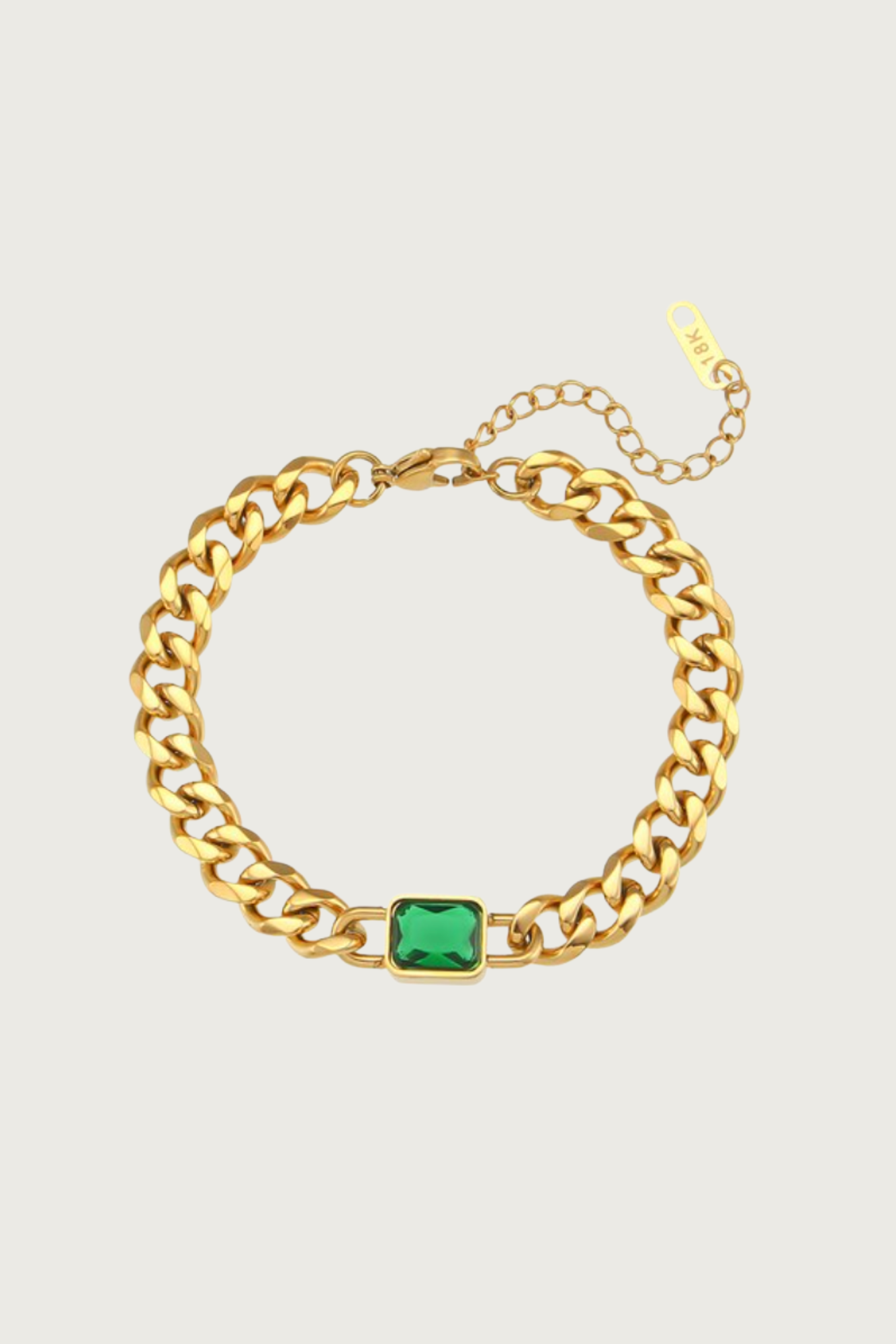 18k Gold Plated Square Stone Cuban Bracelet