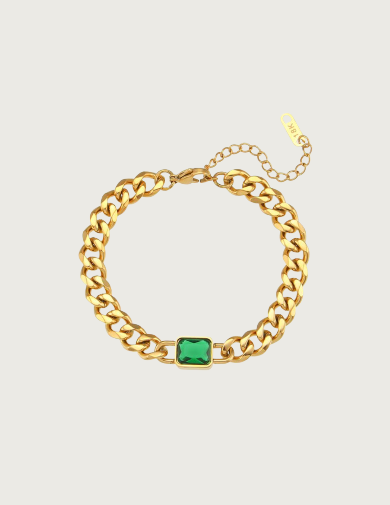 18k Gold Plated Square Stone Cuban Bracelet