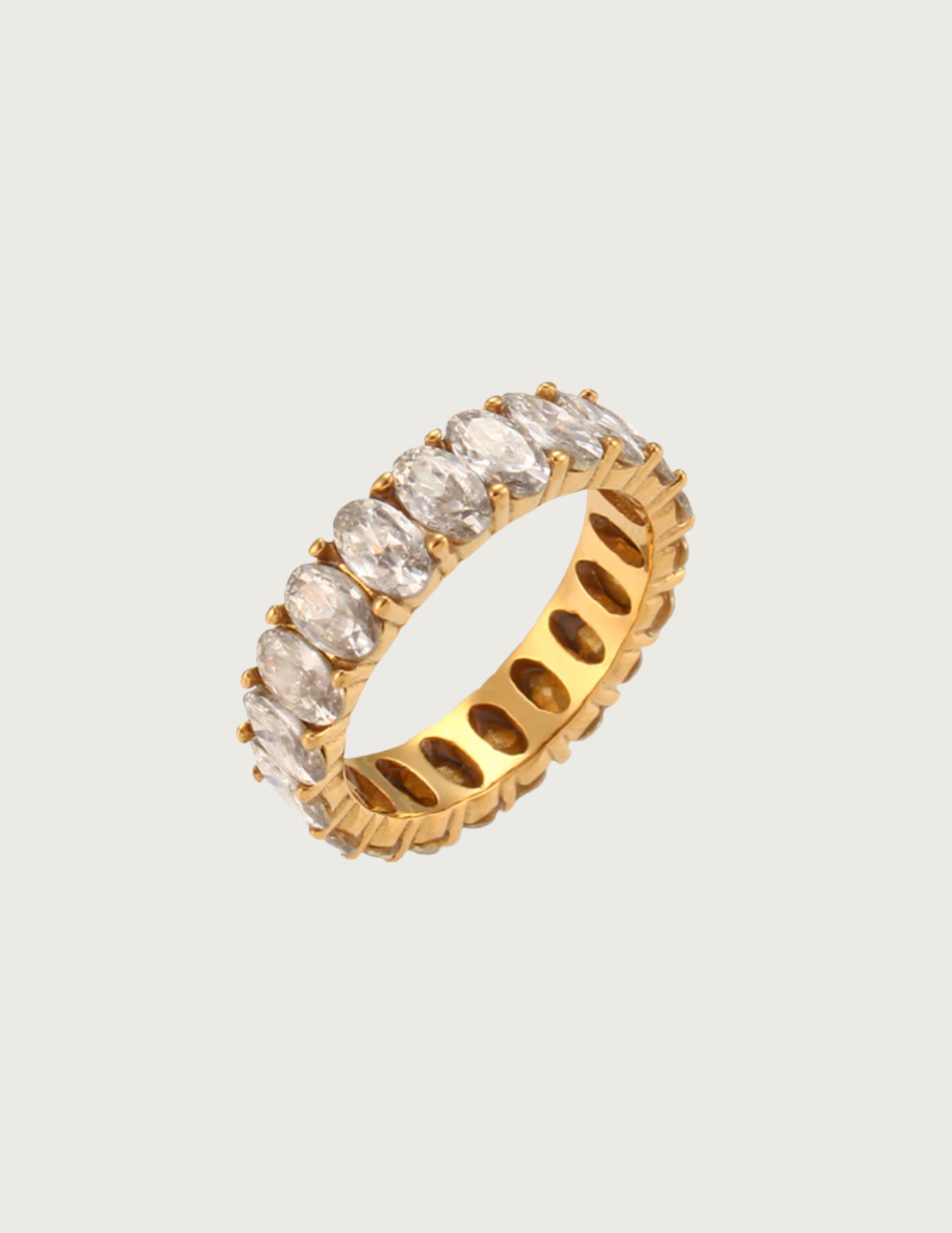18k Gold Plated Oval Baguette Band
