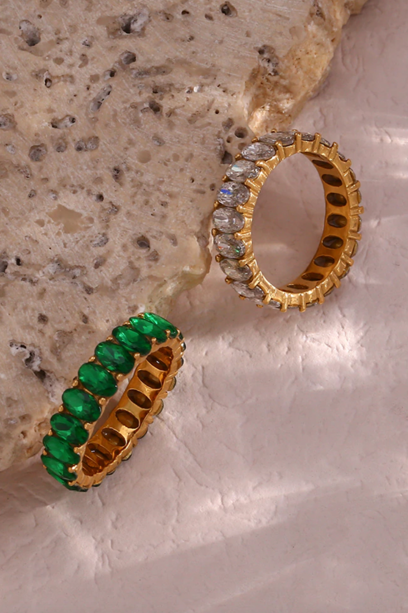 18k Gold Plated Oval Baguette Band