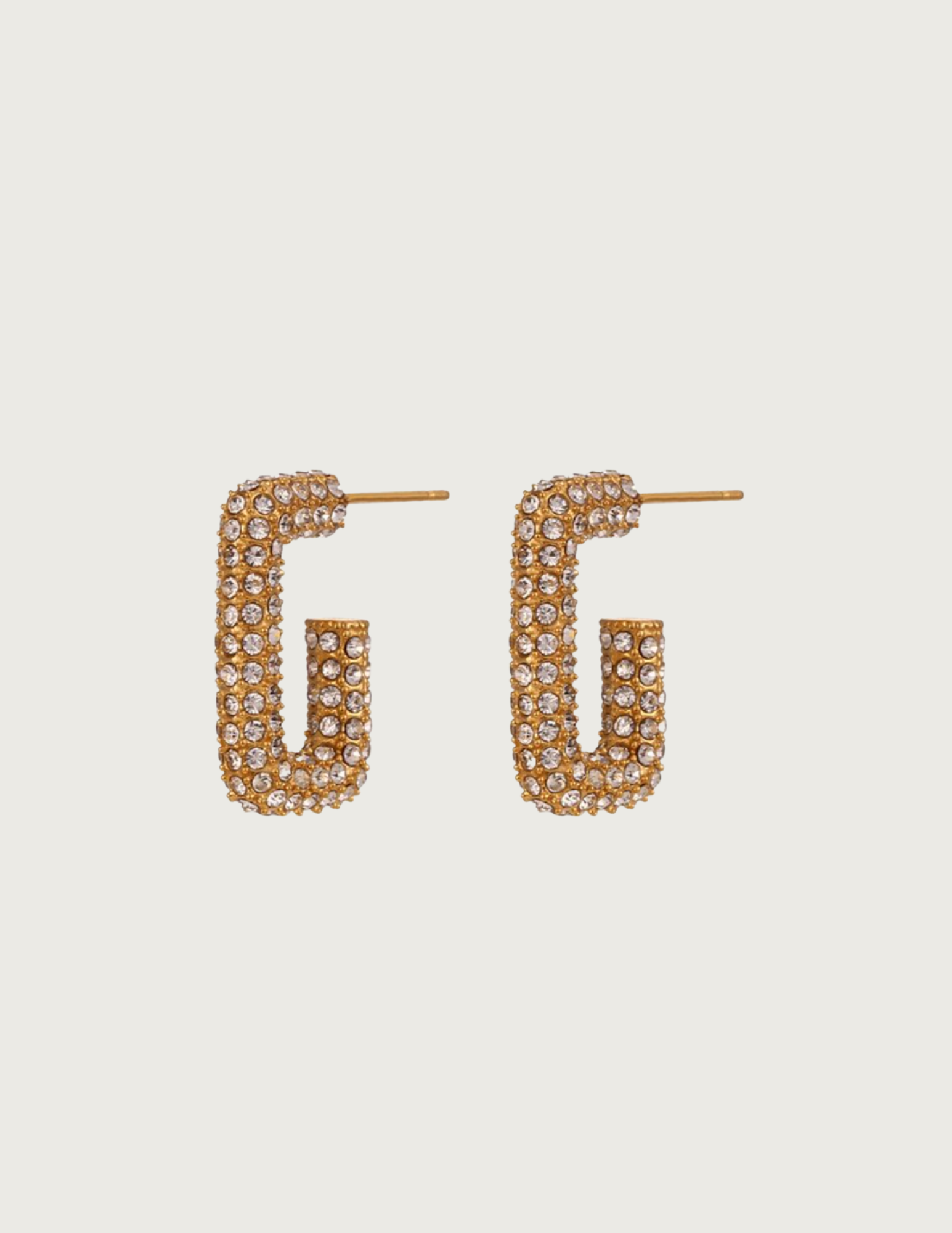 18k Gold Plated Stone Hoop Earrings