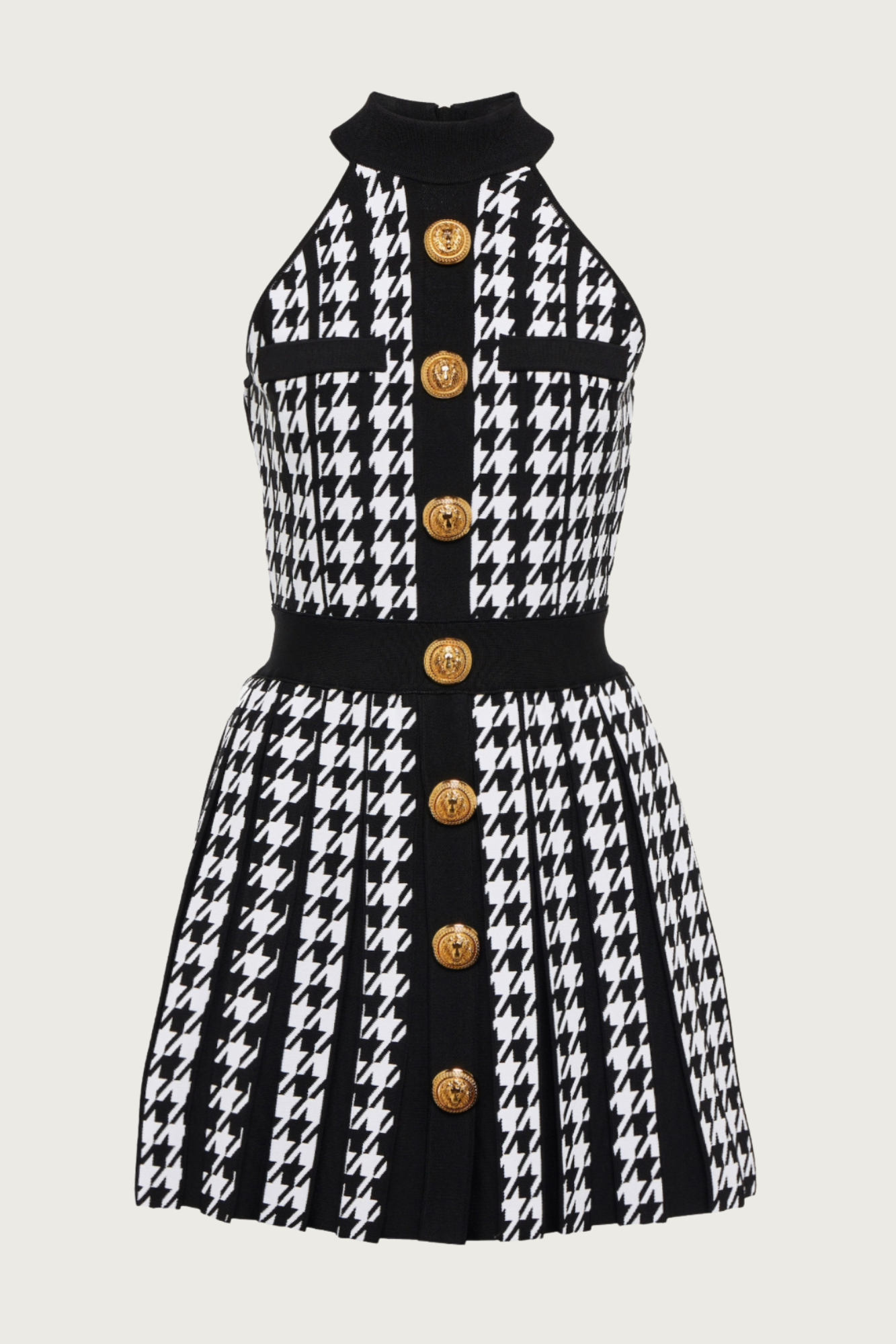 Houndstooth Fit + Flare Mini Dress
