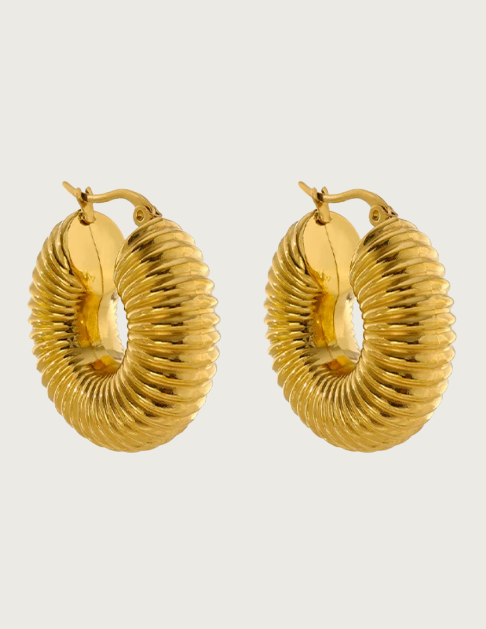 18k Gold Plated Chunky Textured Hoop Earrings