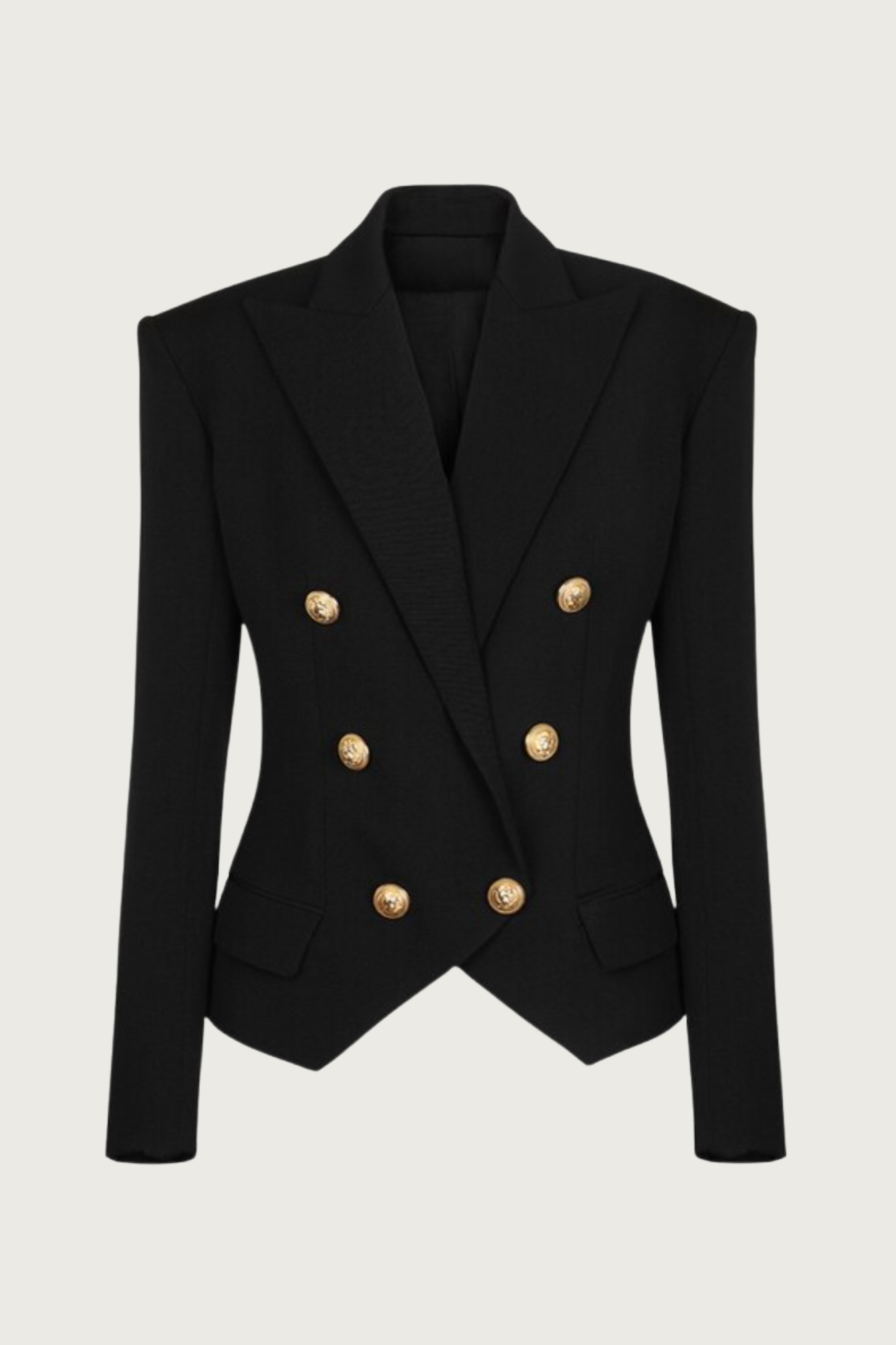 Gold Button Peak Lapel Blazer