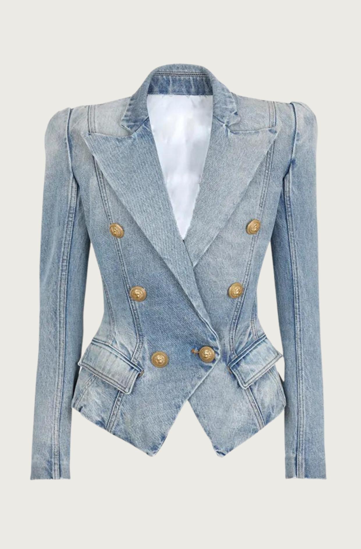 Denim Peak Lapel Blazer