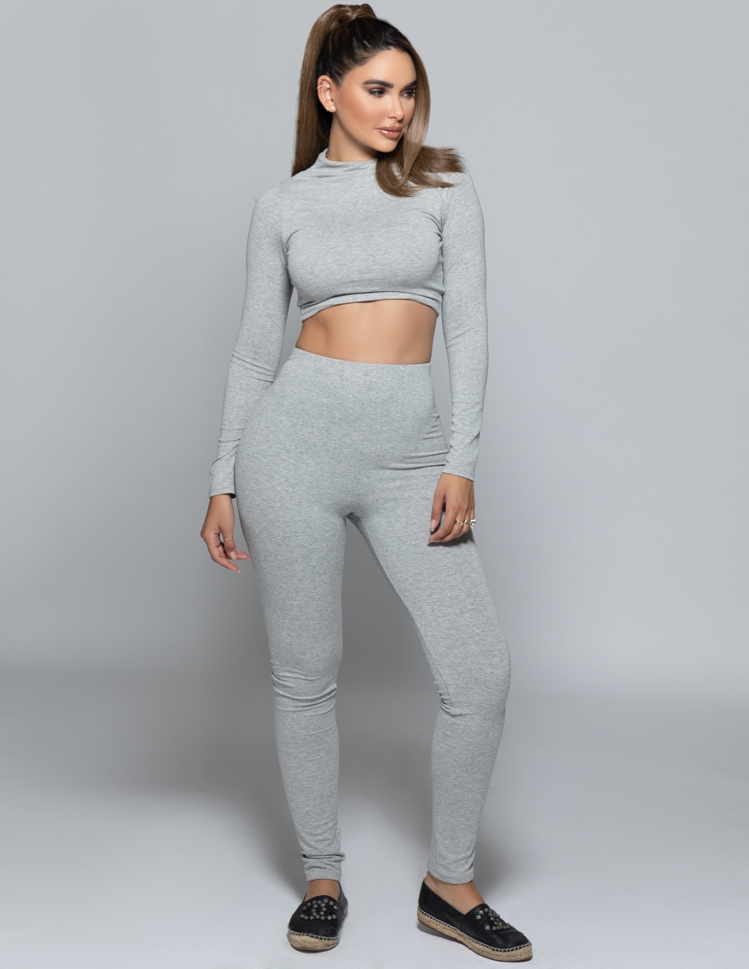 Long Sleeve Crop Top + Leggings Set