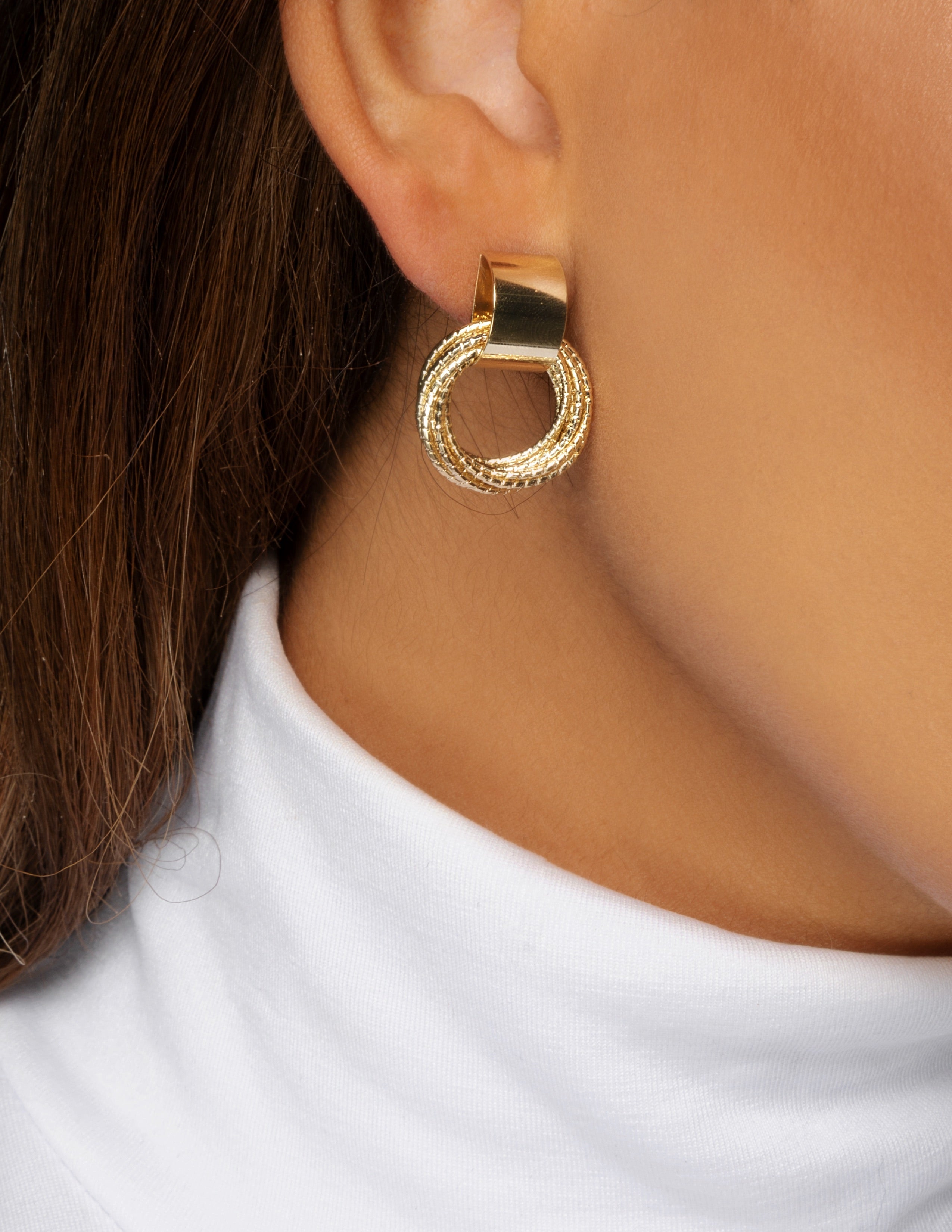 Gold Multi Circle Drop Earrings