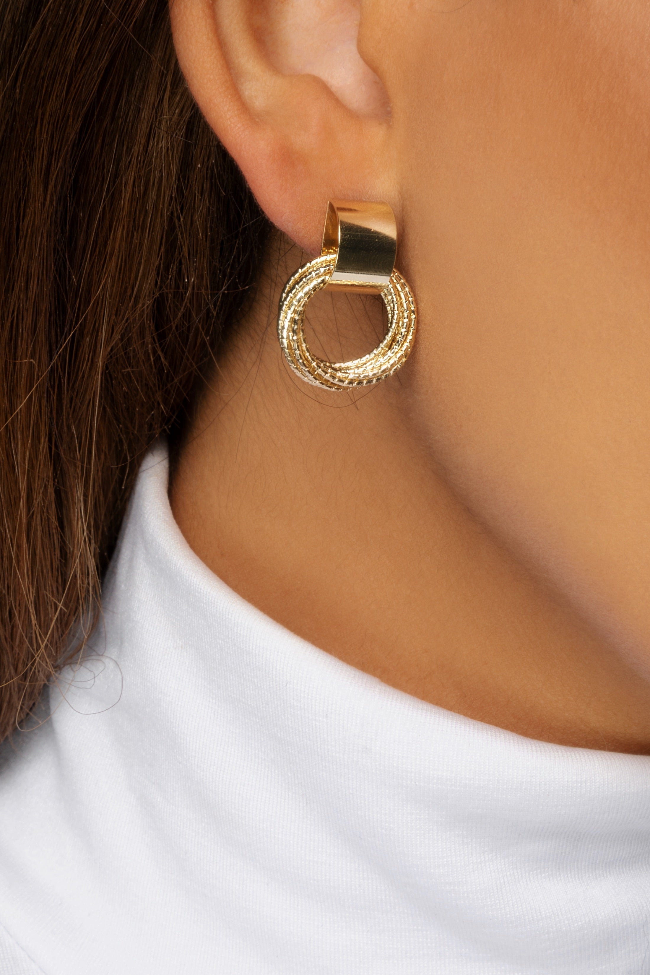 Gold Multi Circle Drop Earrings