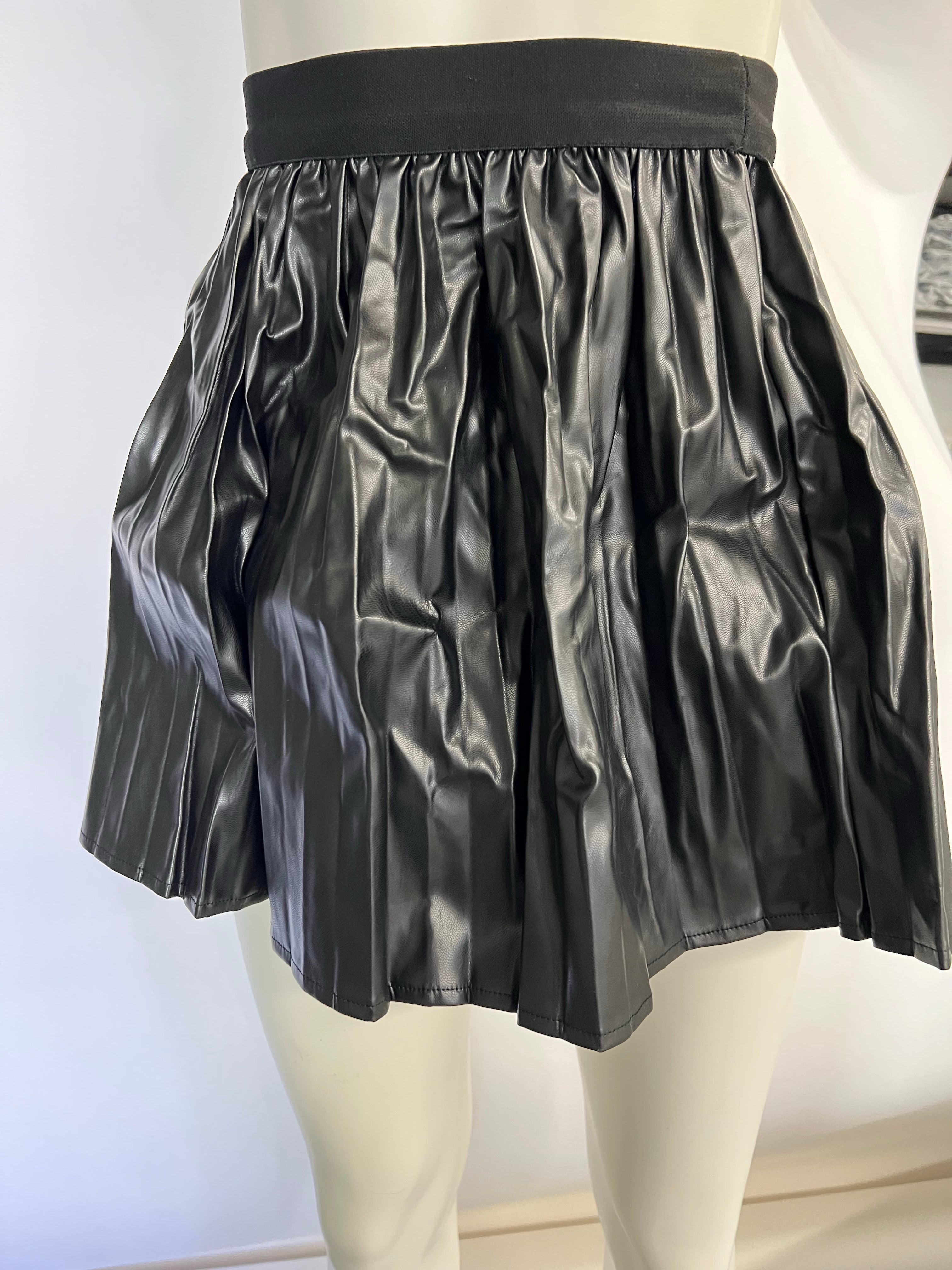 Leather Pleated Skirt - Size Small