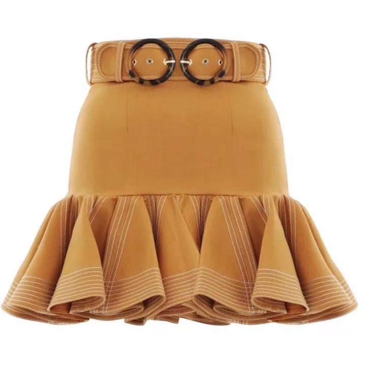 Camel Ruffle Skirt
