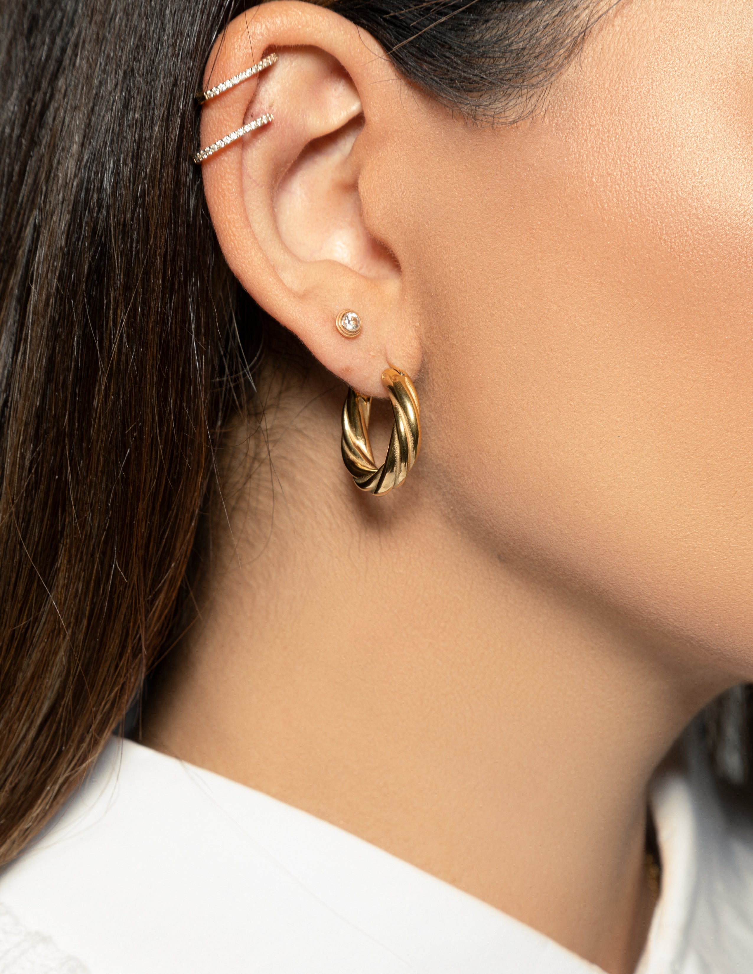 18k Gold Plated Twist Hoop Earrings