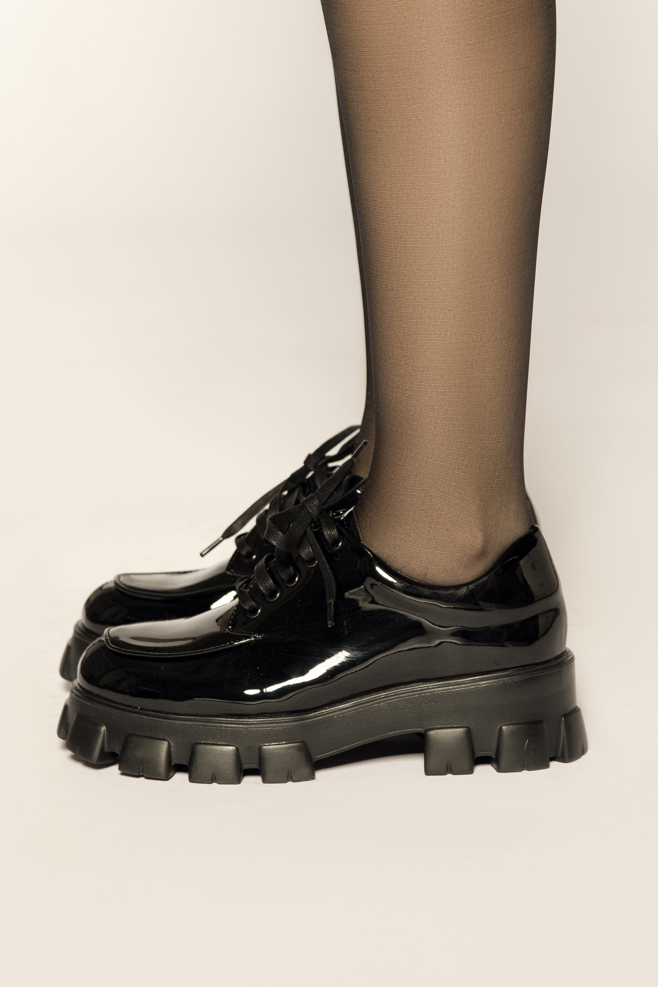 Patent Leather Lace-Up Shoes