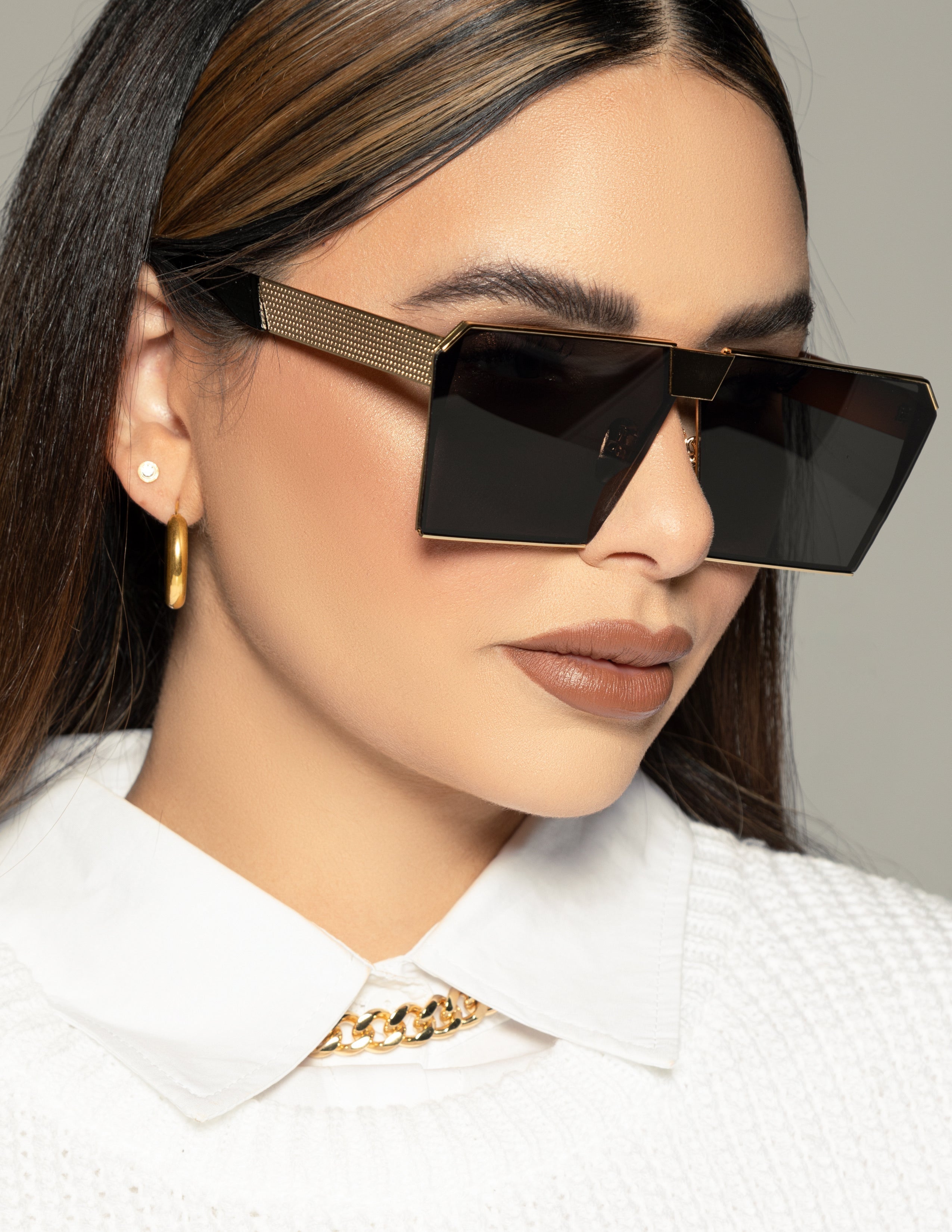 Tapered Metal Sunglasses - Gold