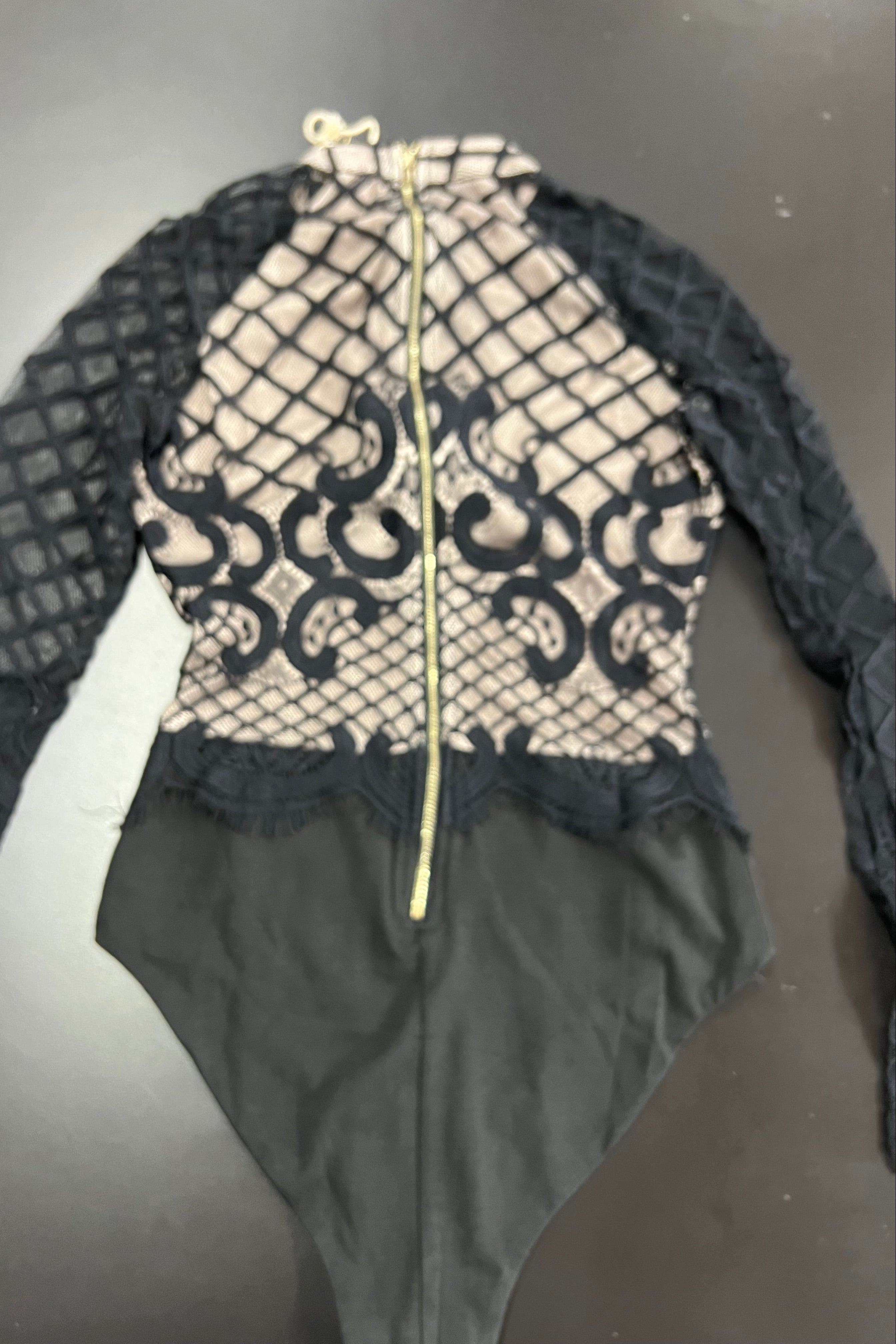Black + Nude Lace Bodysuit
