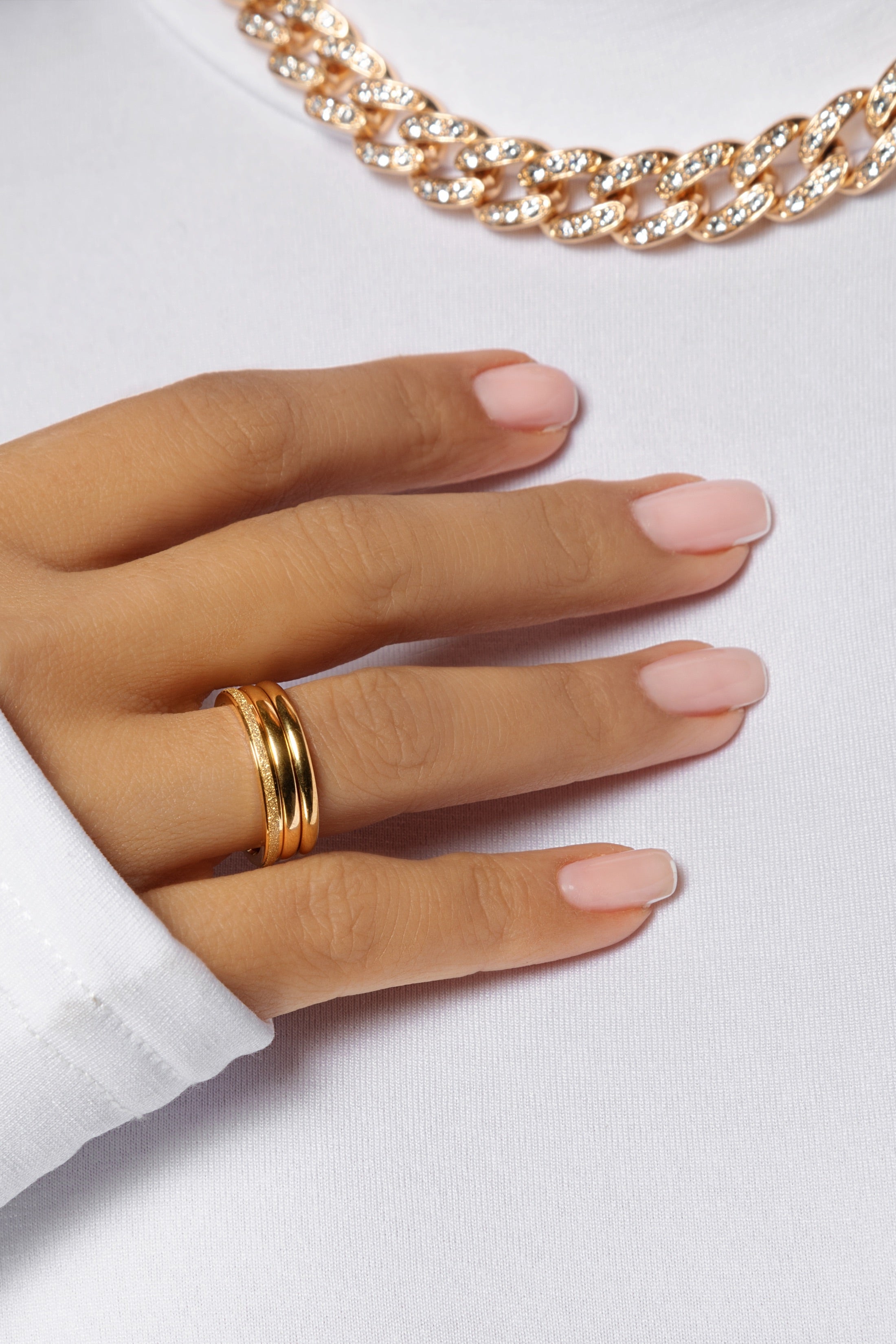 3-Piece Textured Band Rings