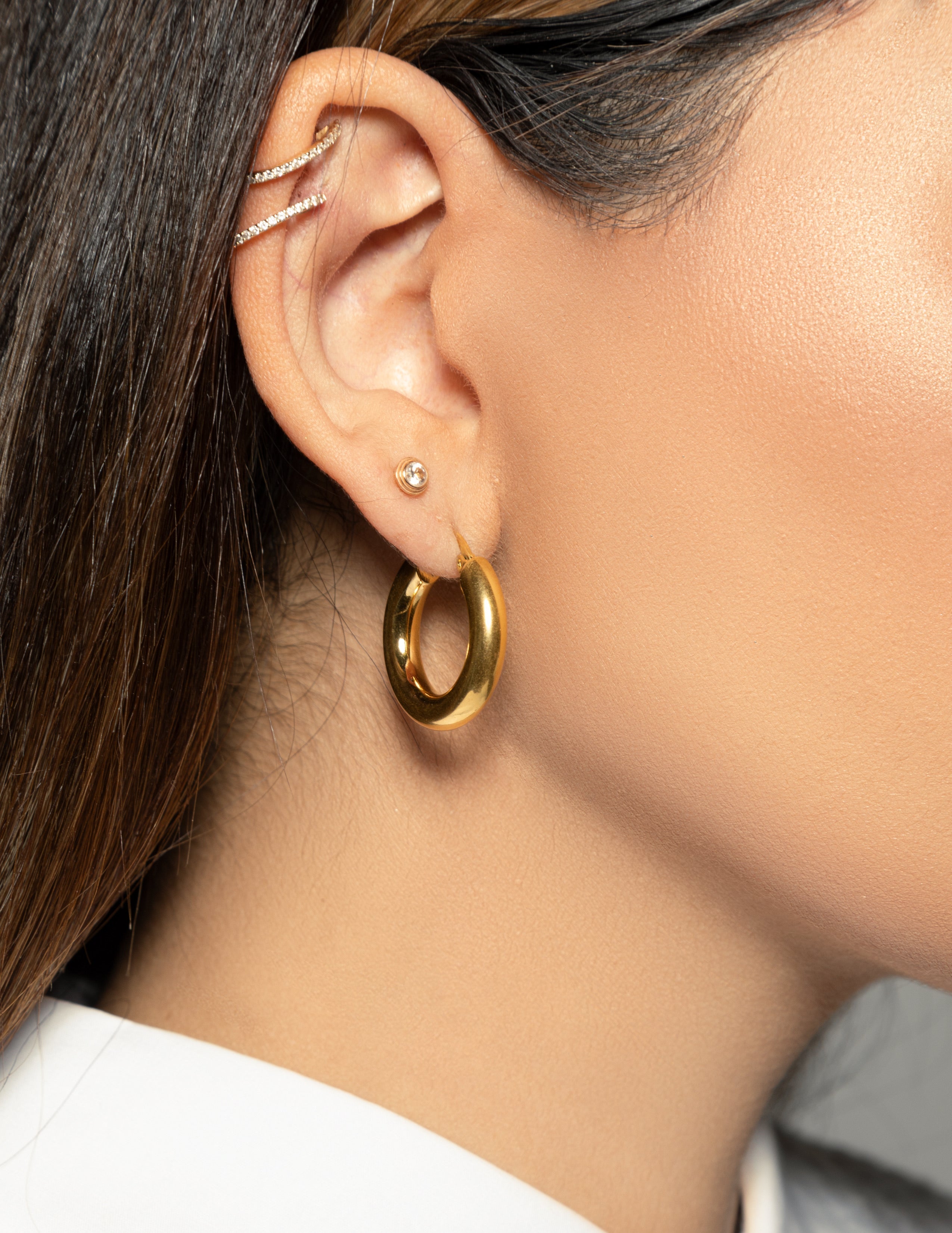 18k Gold Plated Chunky Hoop Earrings