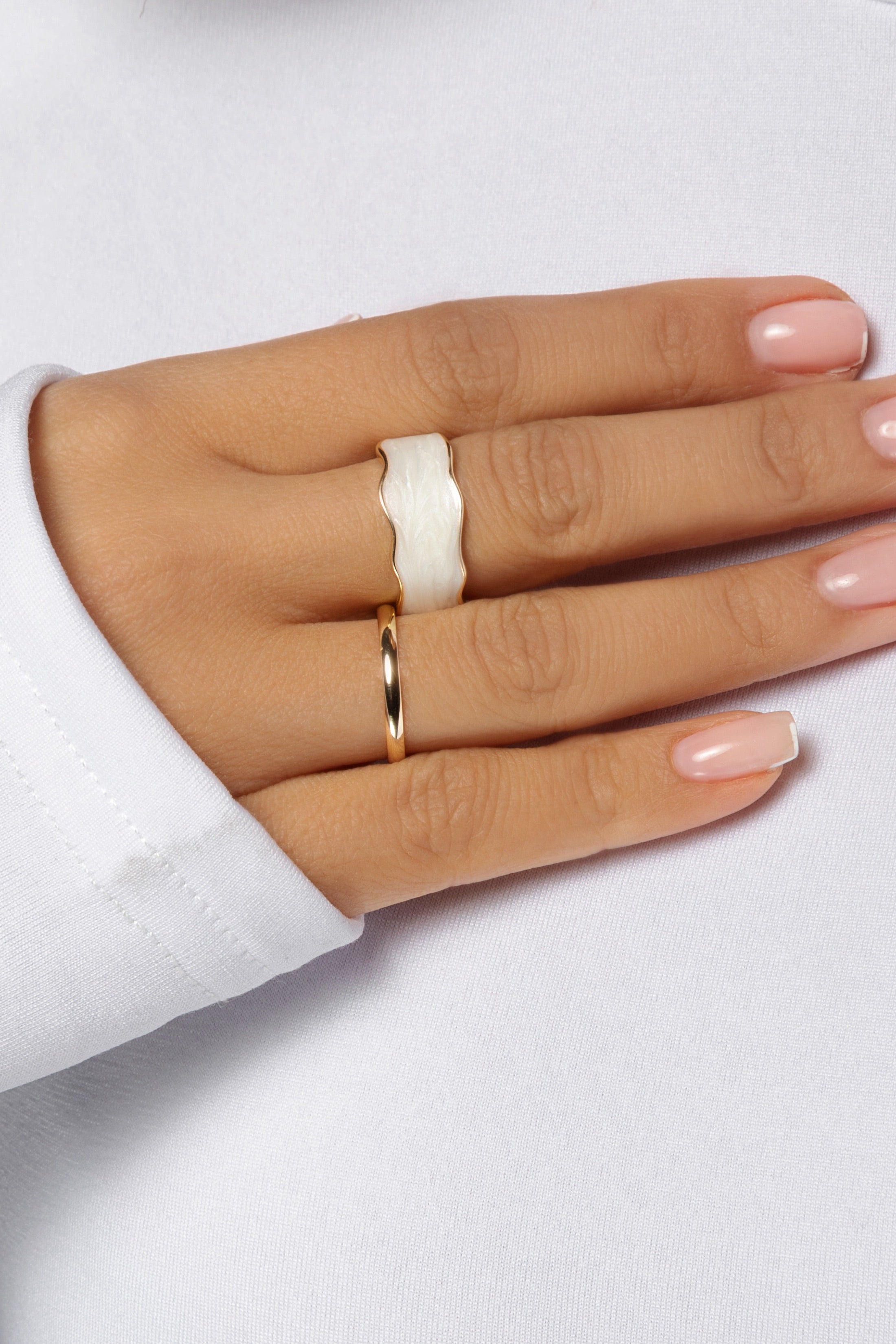 2-Piece White Ring Set