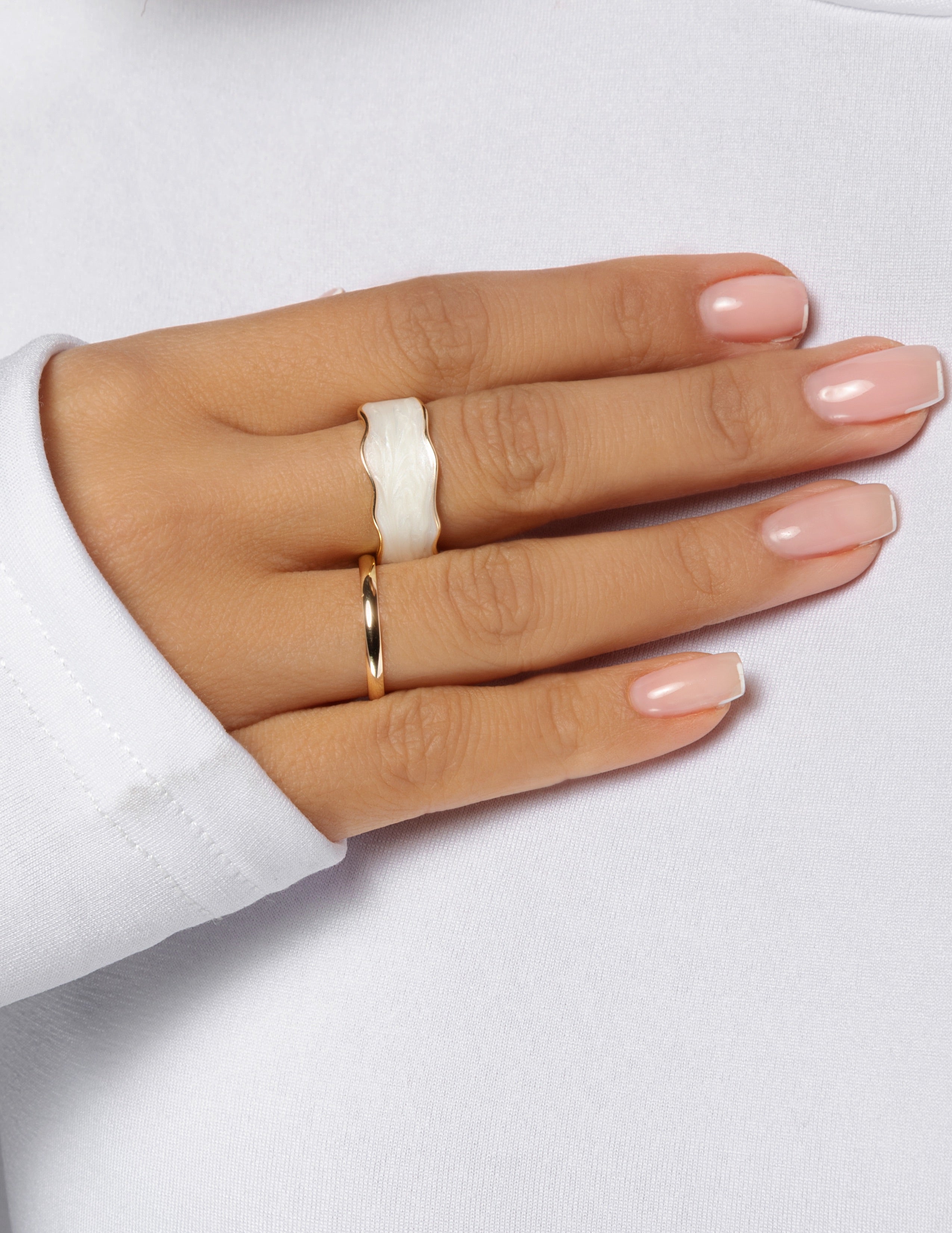 2-Piece White Ring Set