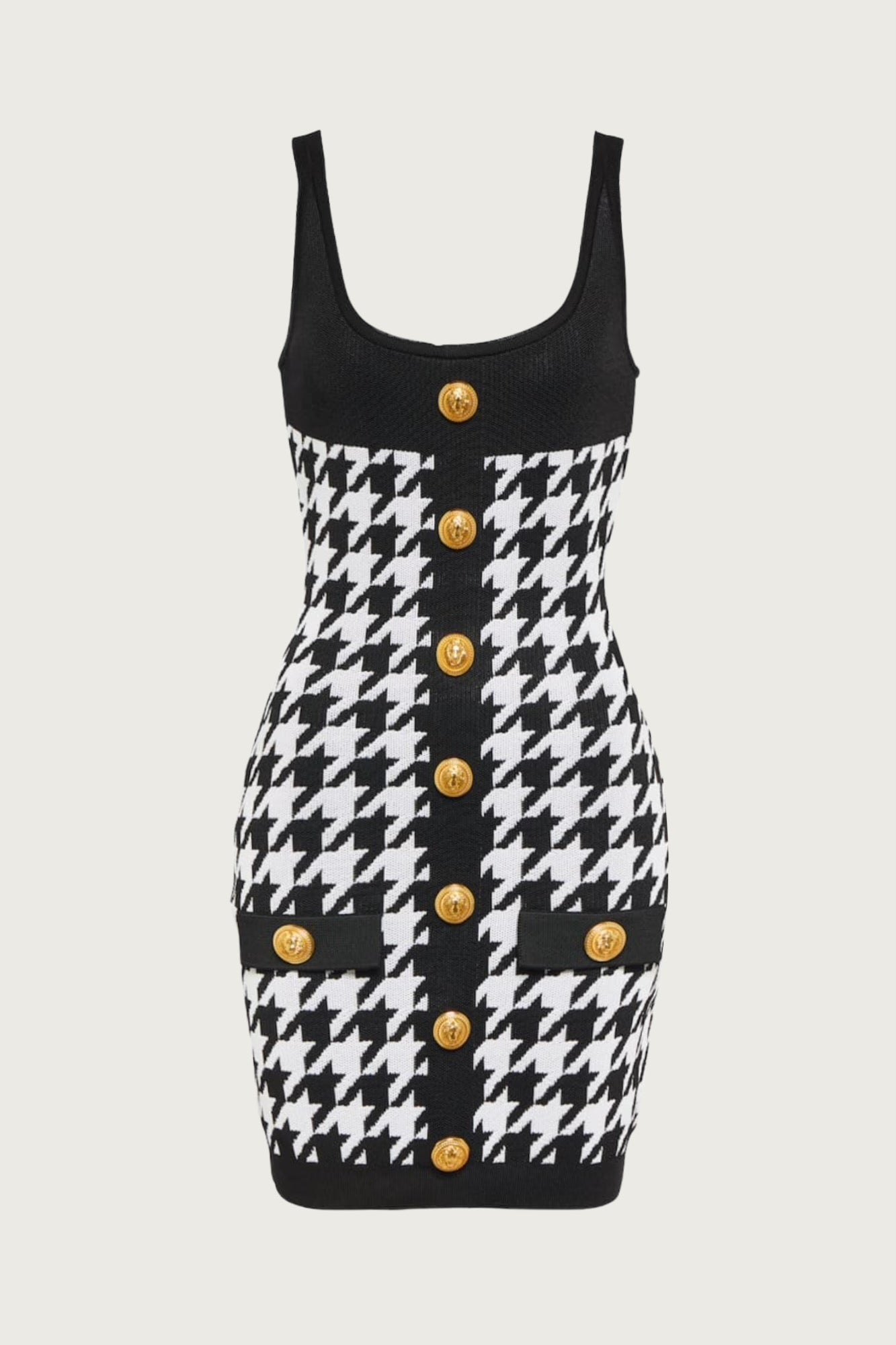 Sleeveless Houndstooth Mini Dress