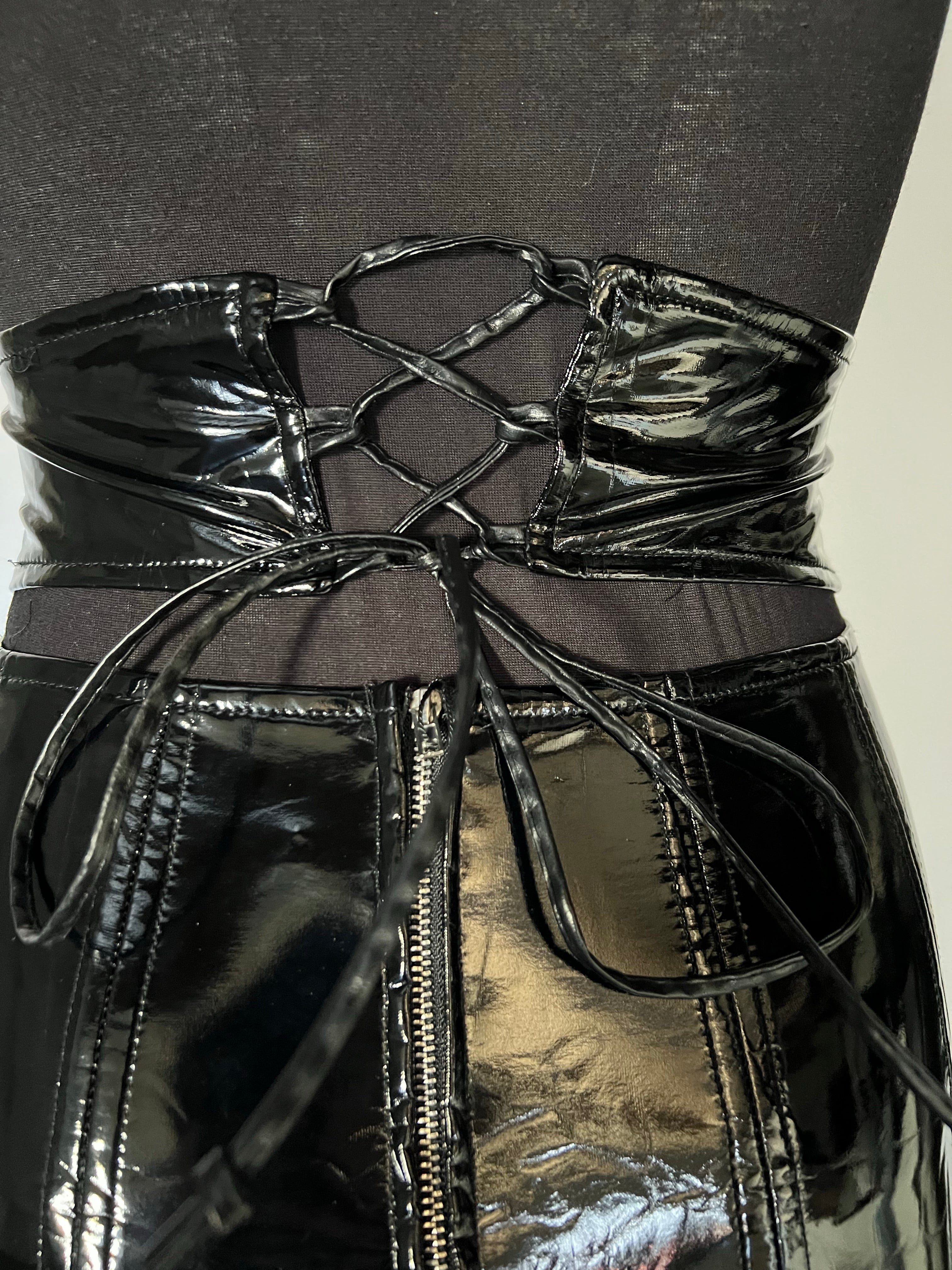 Patent Corset Skirt - Black Size Small