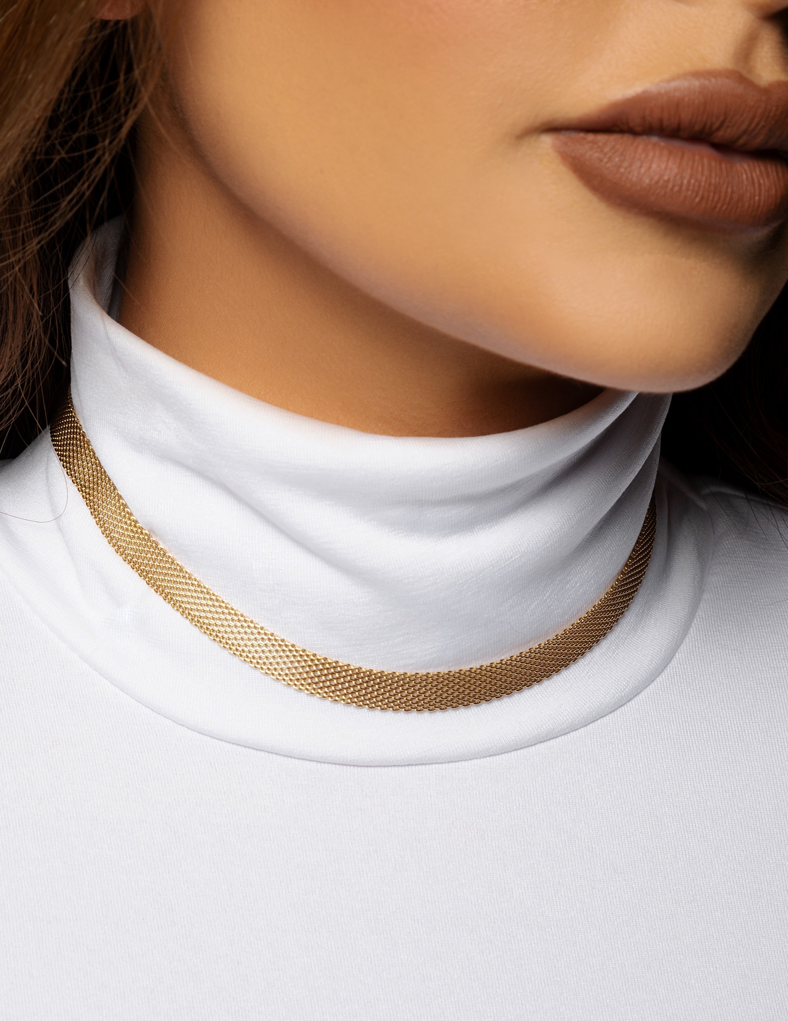 18k Gold Plated Mesh Chain Necklace