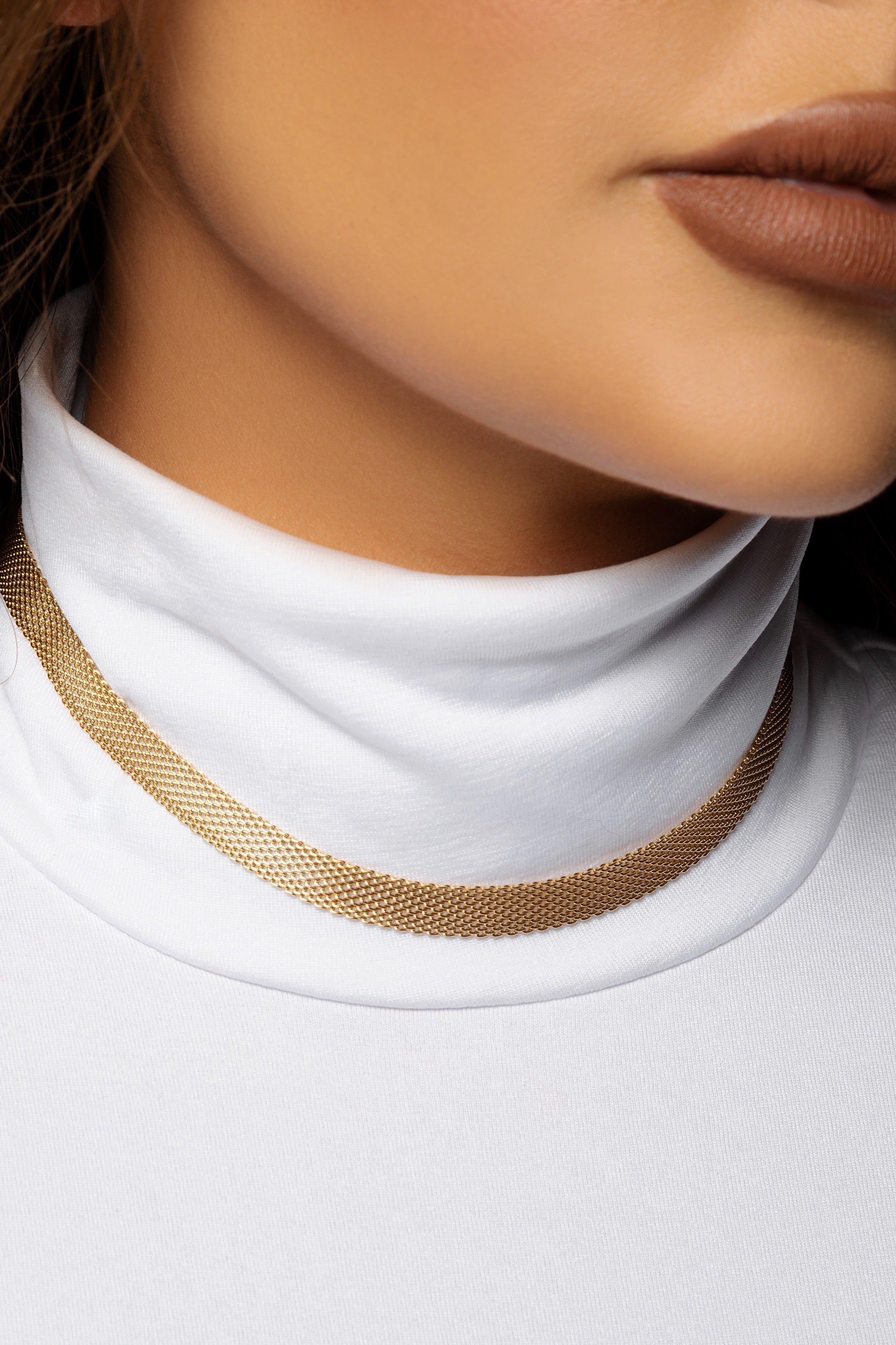 18k Gold Plated Mesh Chain Necklace