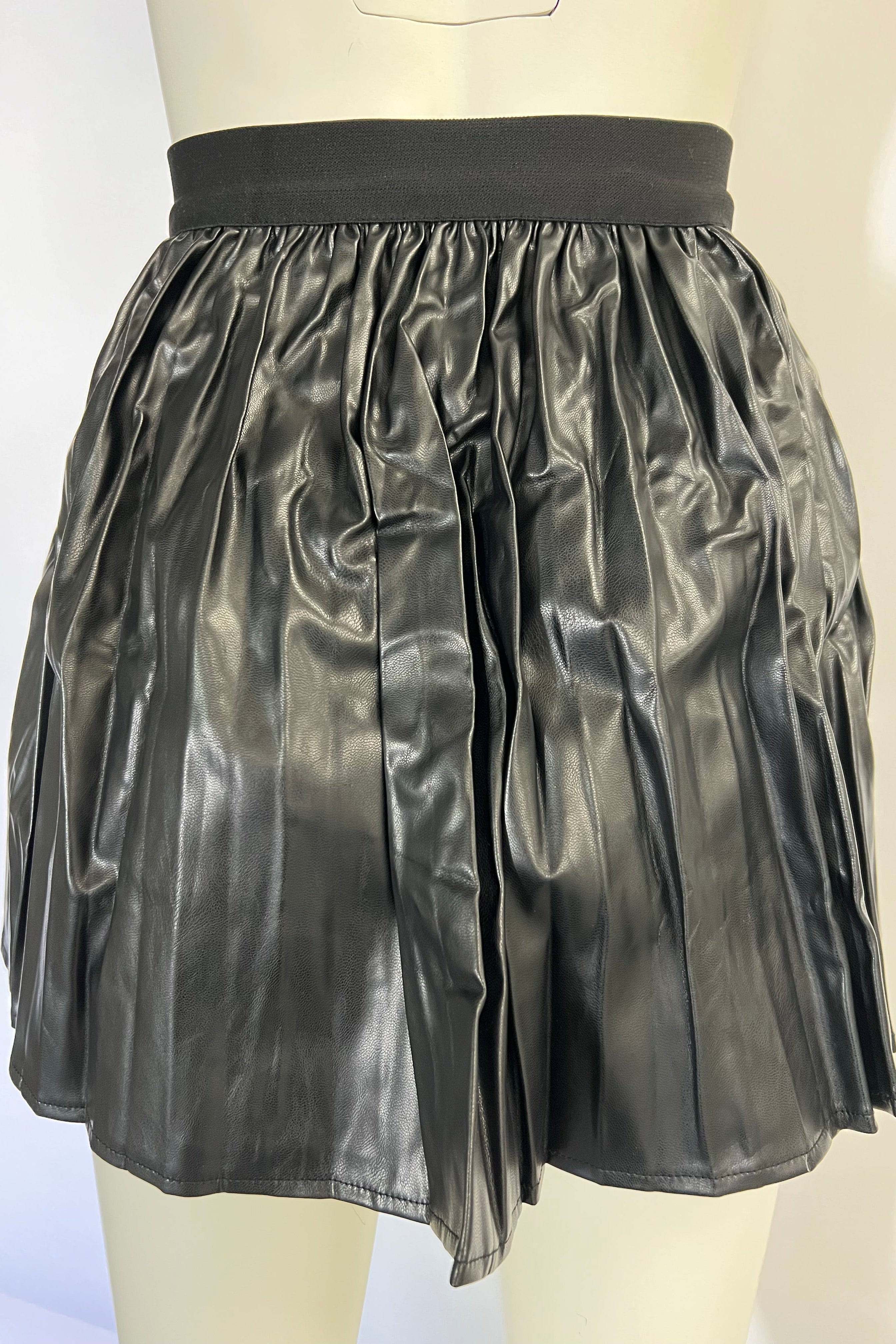 Leather Pleated Skirt - Size Small