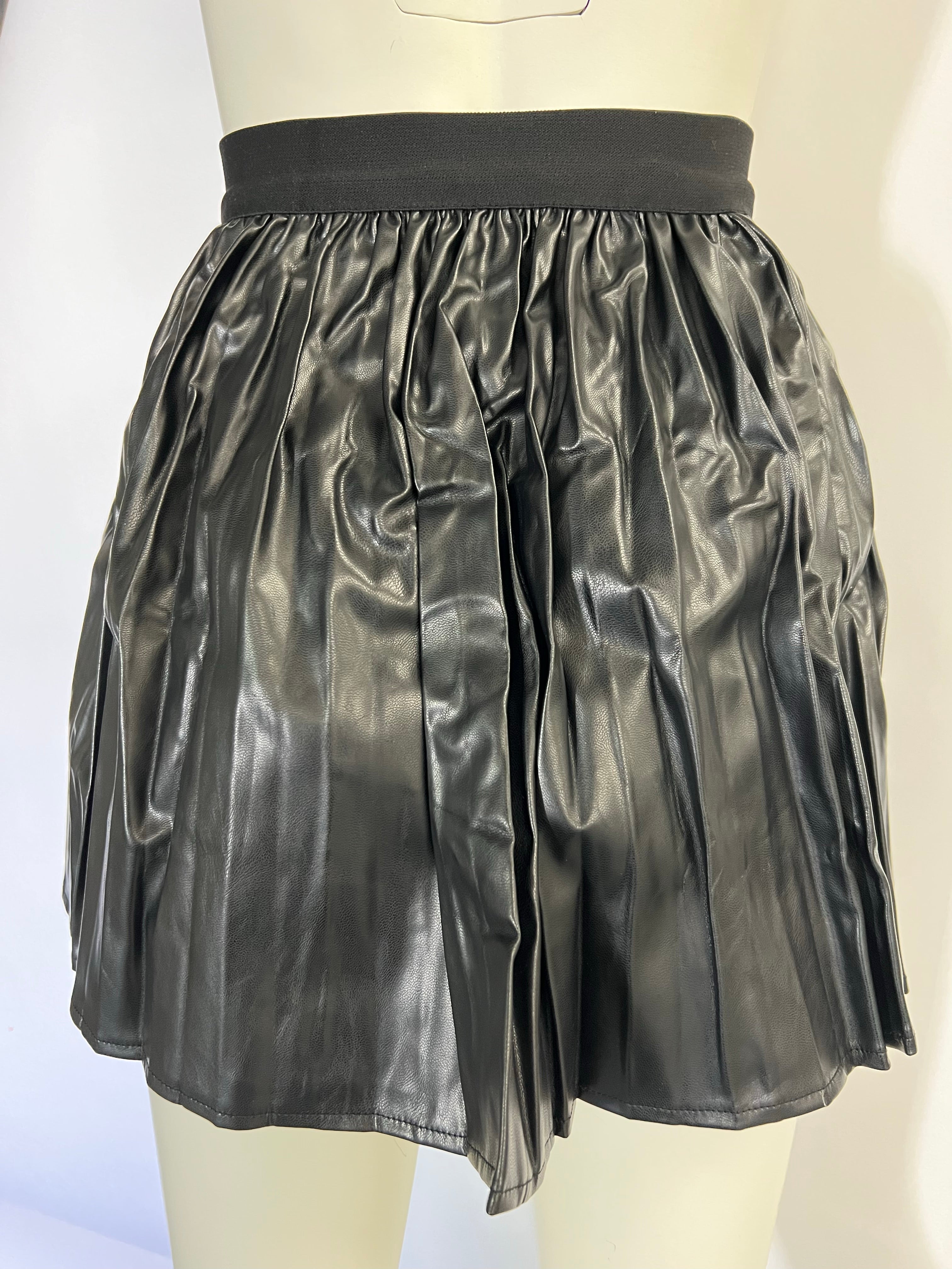 Leather Pleated Skirt - Size Small