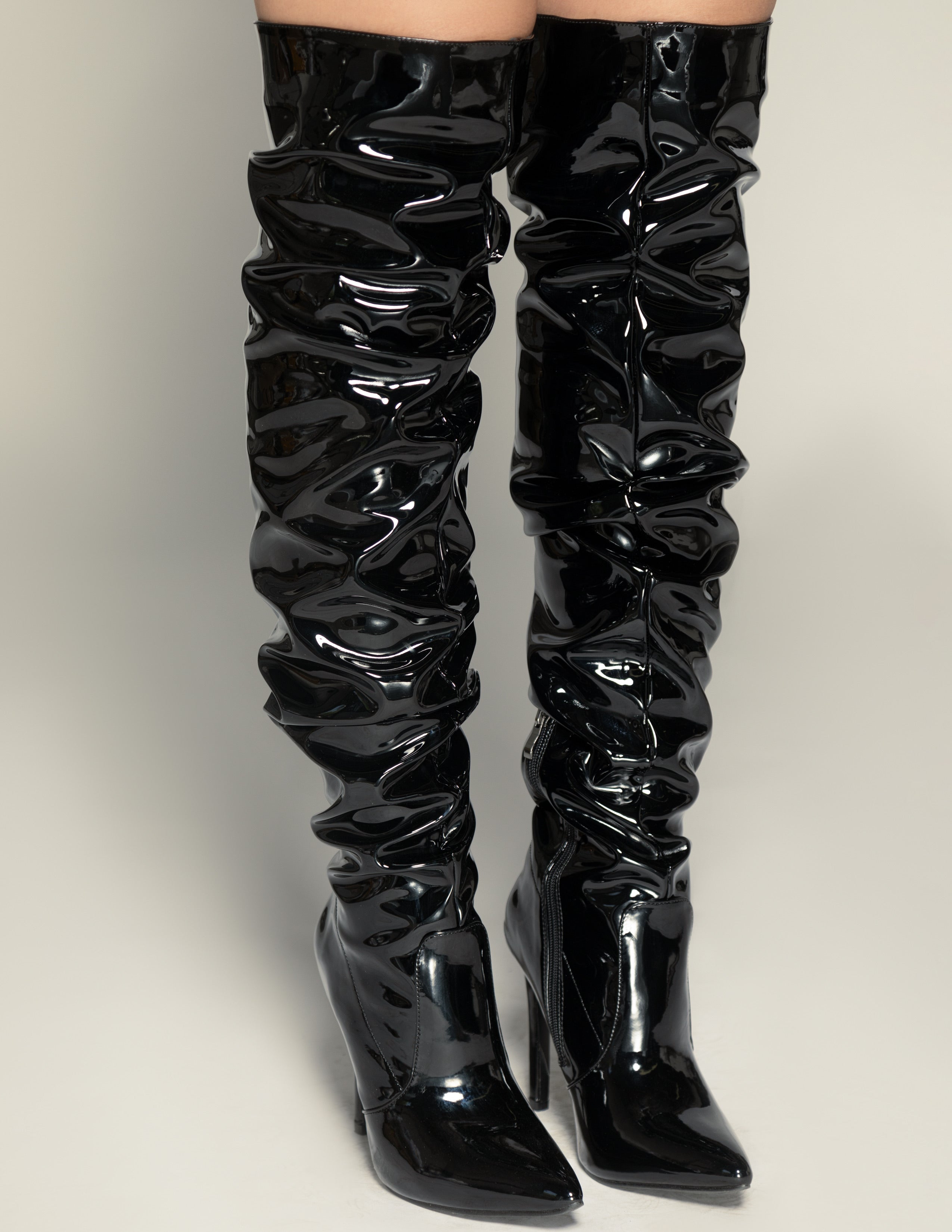 Patent Leather Thigh High Boots