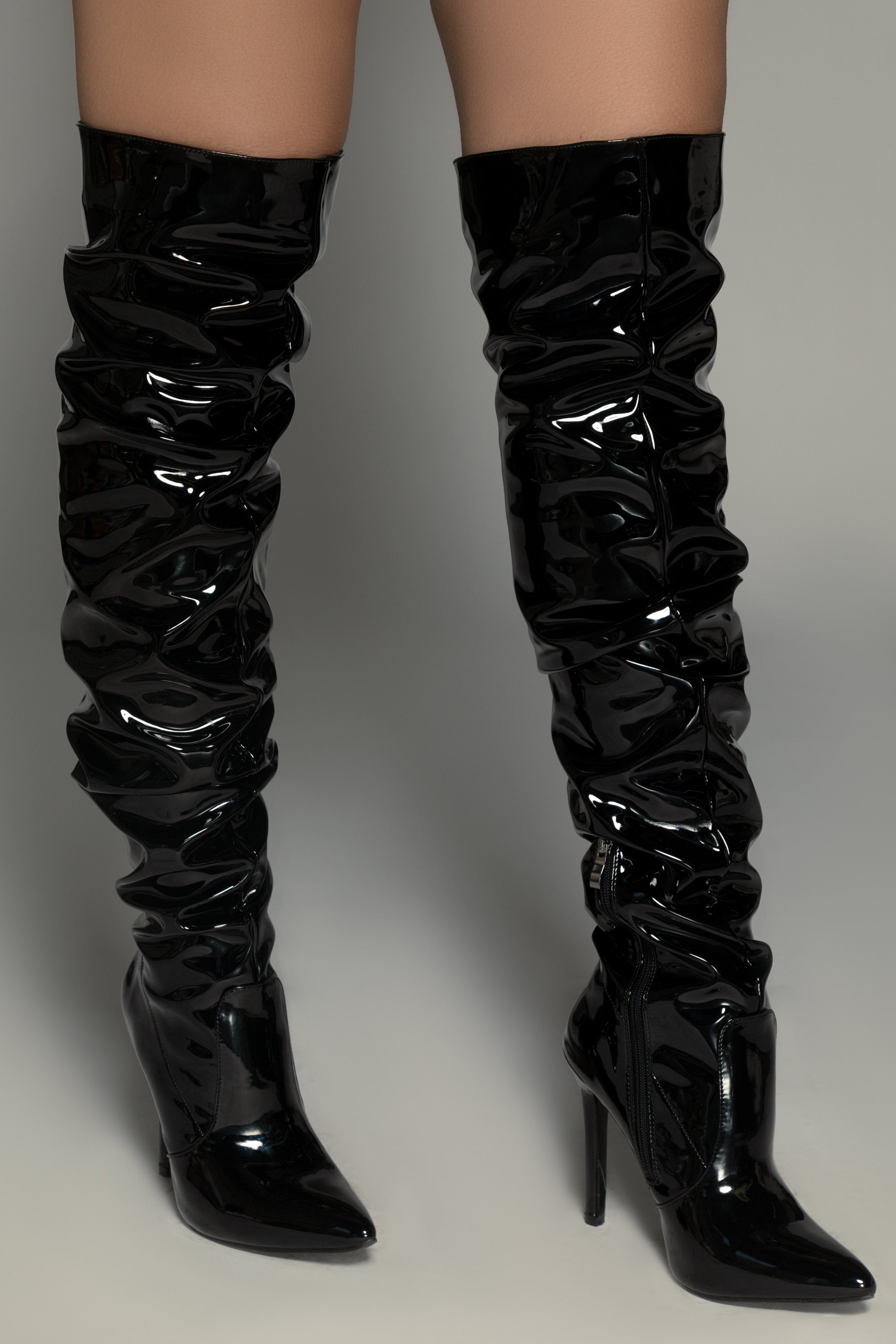 Patent Leather Thigh High Boots